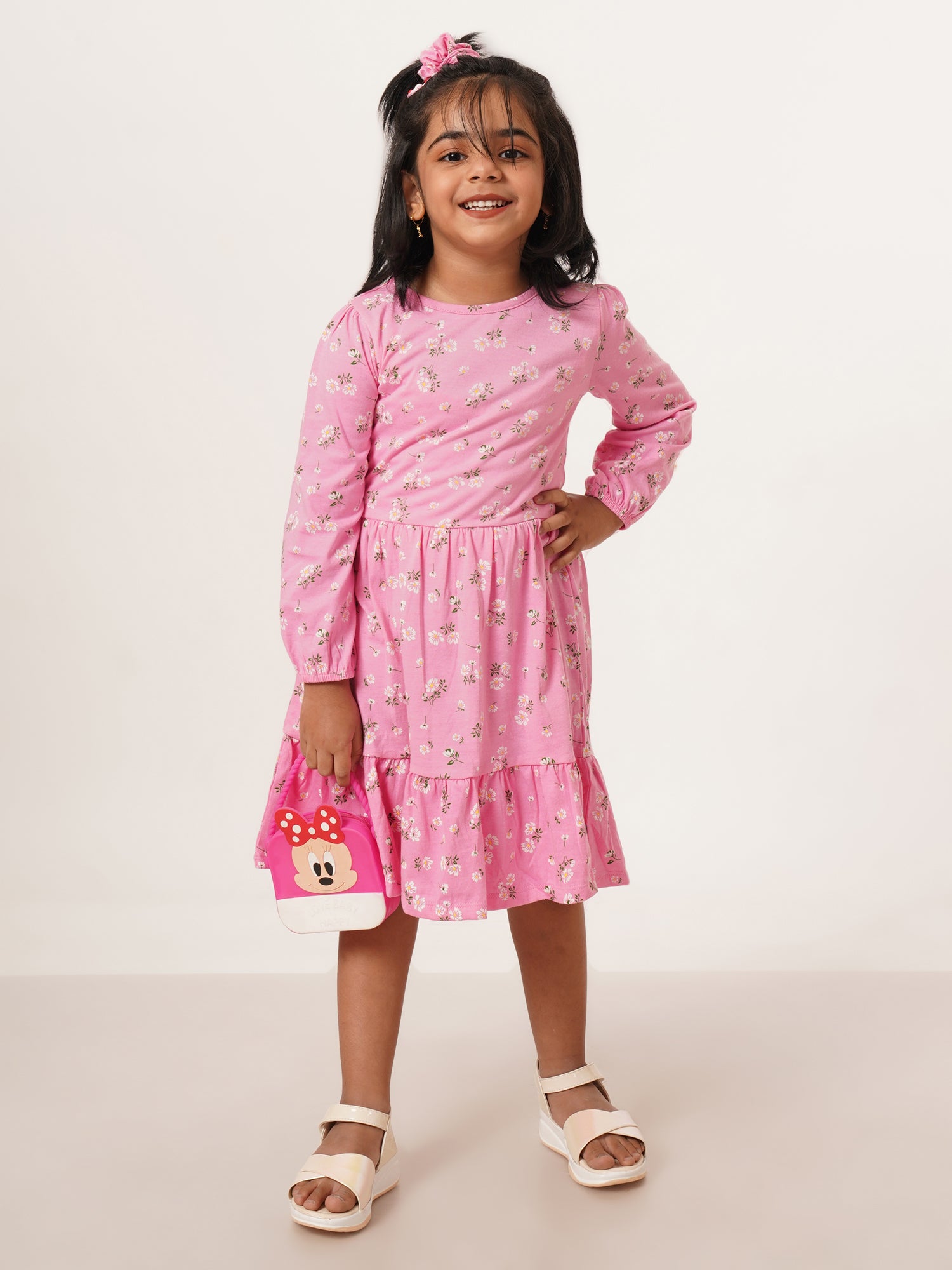 Baby Girls All Over Printed Knee Length Fit & Flare Dress