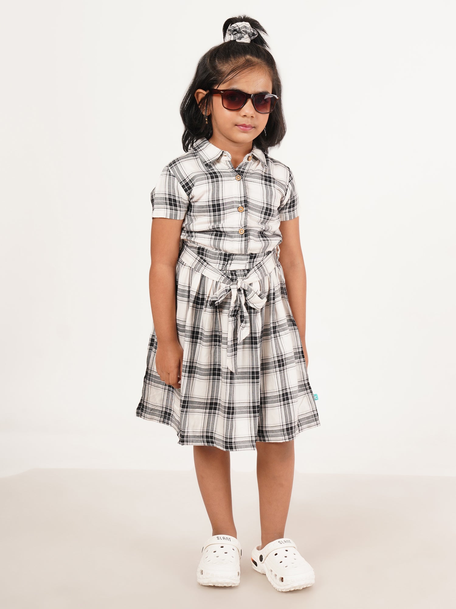 Baby Girl Polo Checked with Knot Adjustment Dress