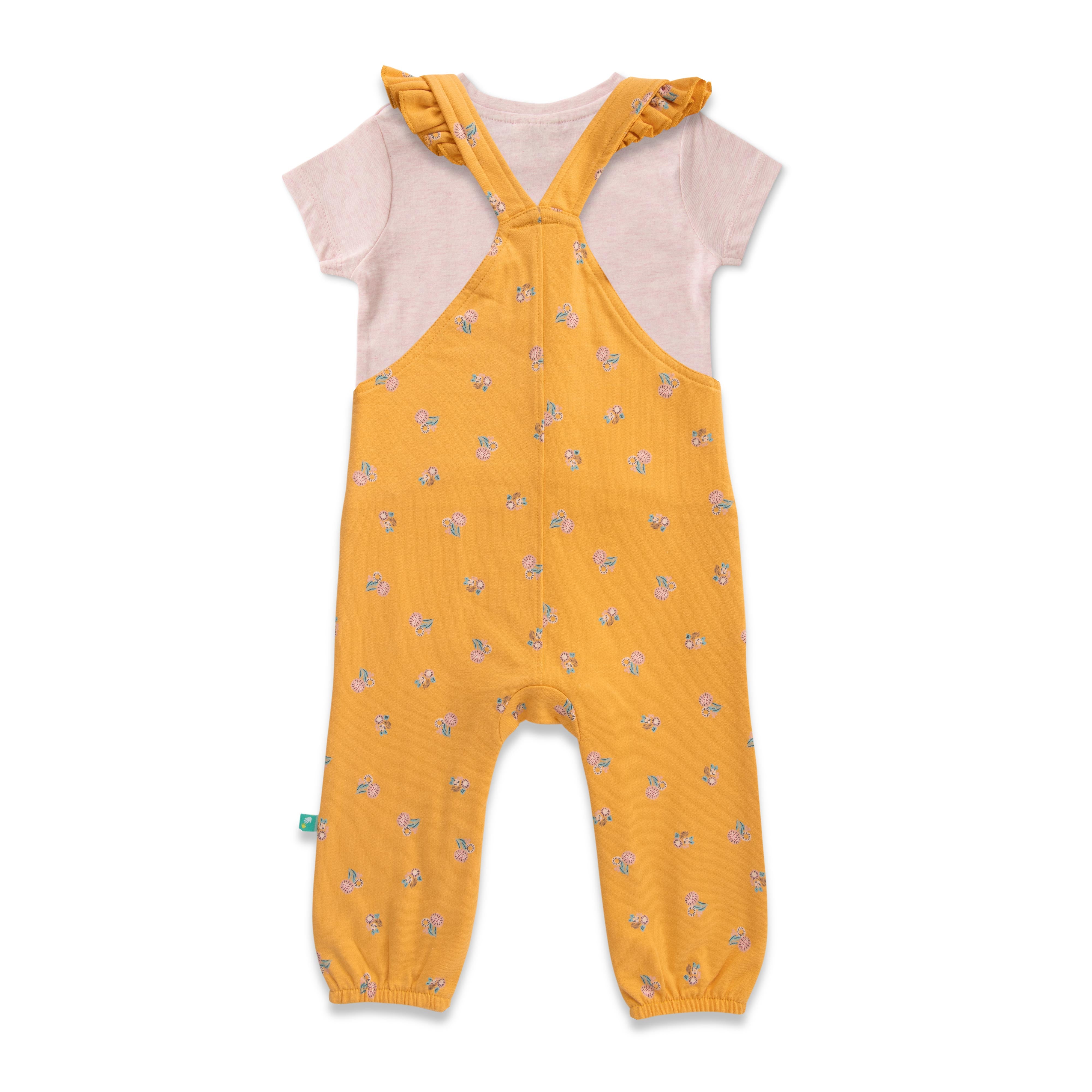 Girls Infants AOP Dungarees Yellow