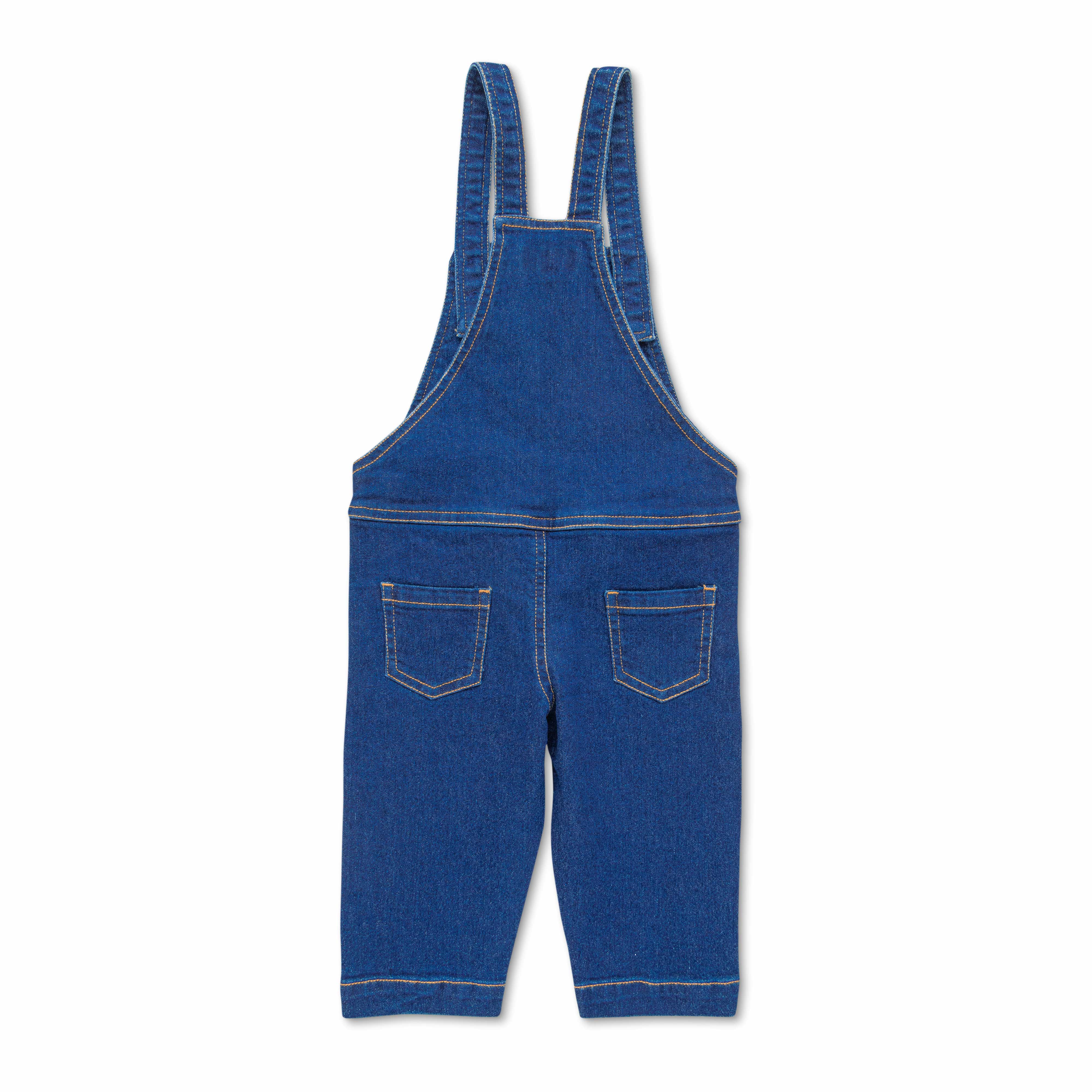 Baby Unisex Sleeveless Solid Denim Dungaree - Blue