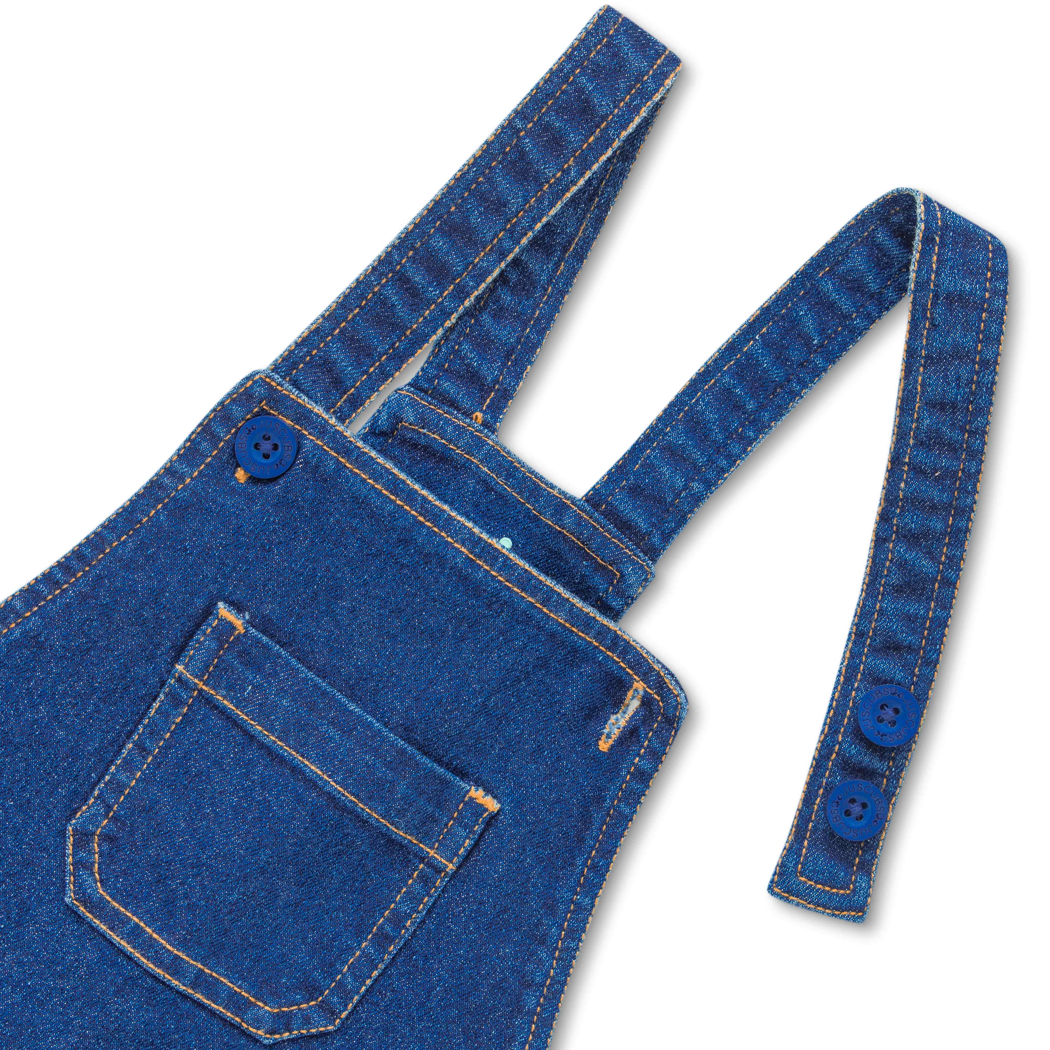 Baby Unisex Sleeveless Solid Denim Dungaree - Blue