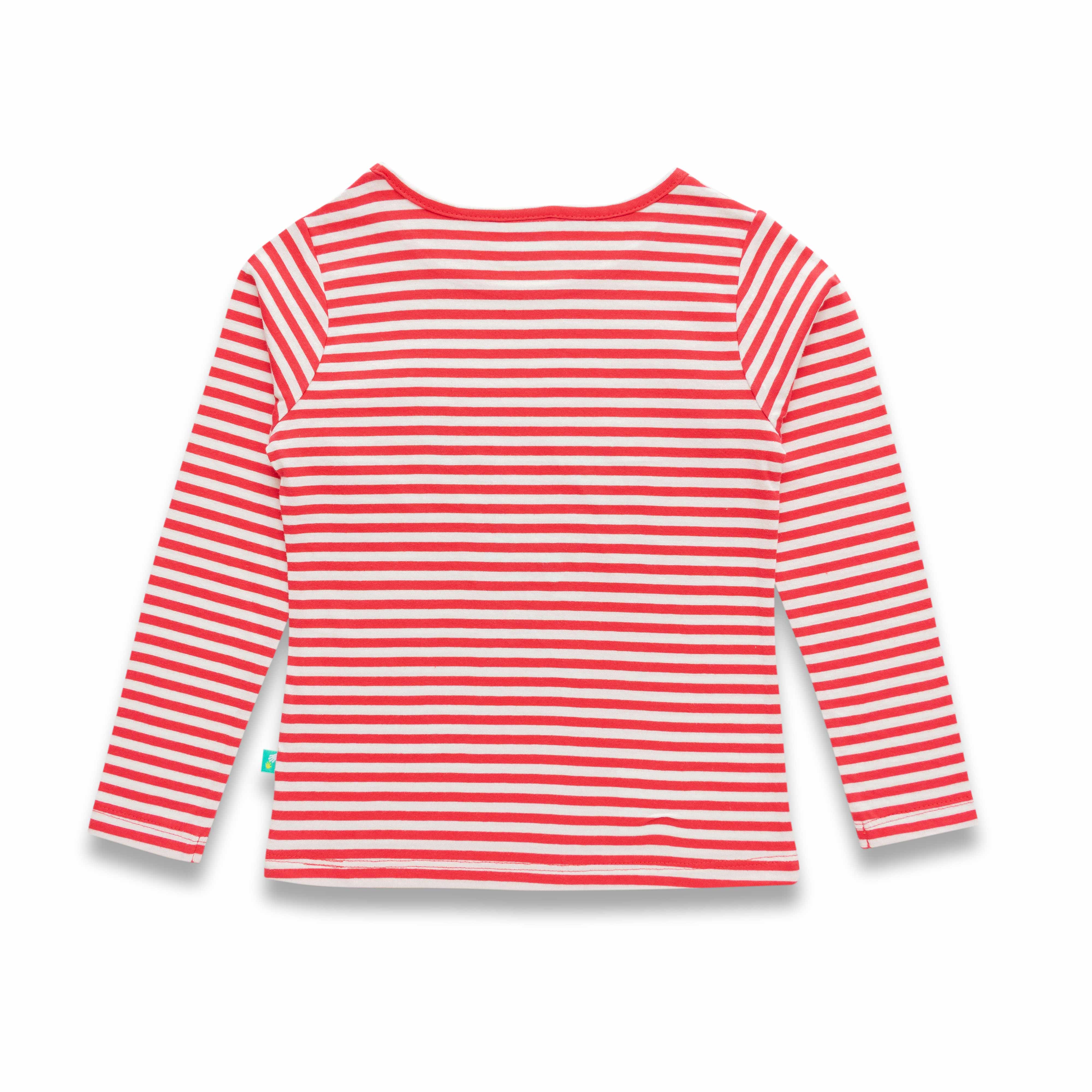 Young Girls Striped & Graphic Printed Full Sleeve T Shirt