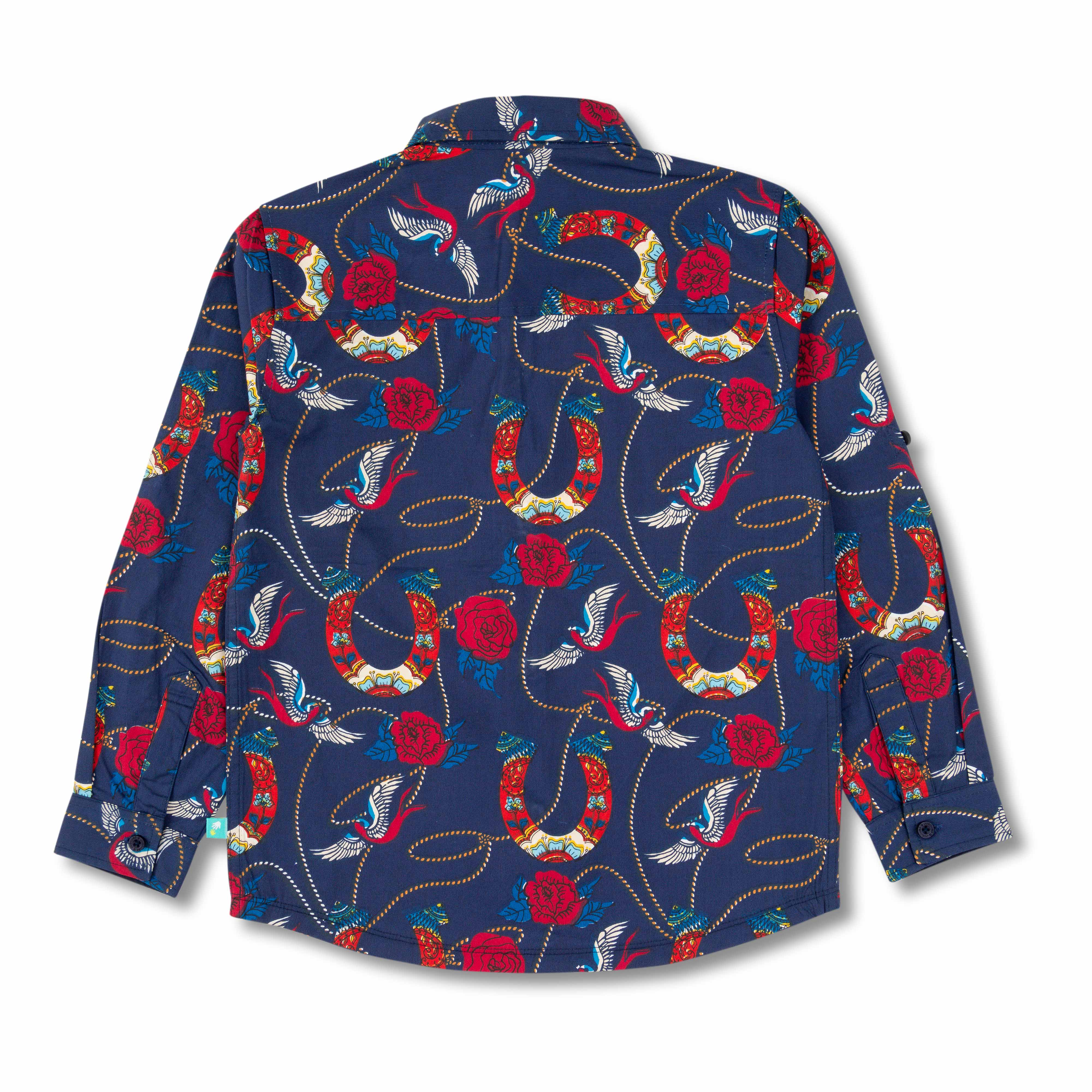 Baby Boys All Over Printed Full Sleeve Button Down Collar Shirt