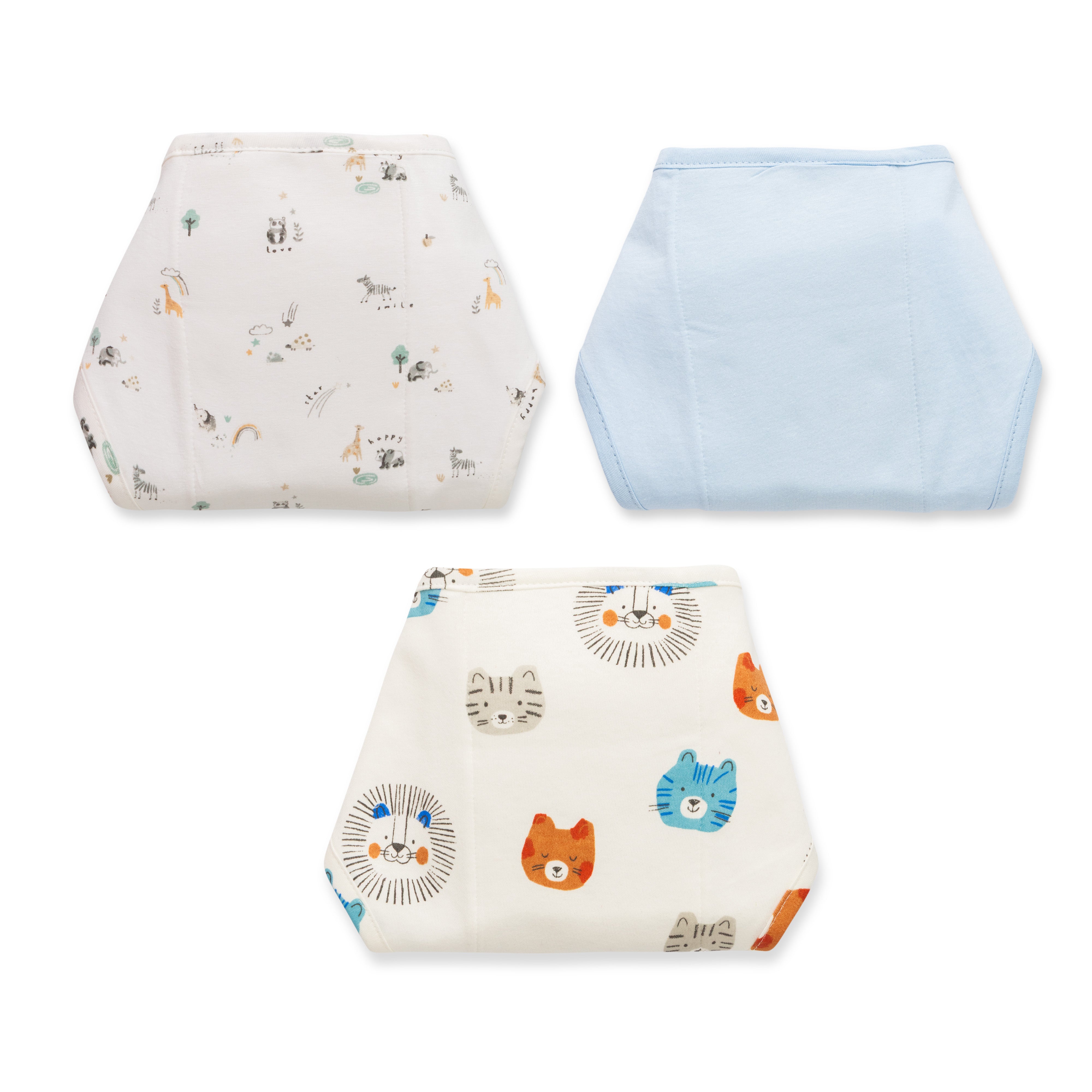 Boys Front Open Absorbable Nappy With Tie Pack Of 3