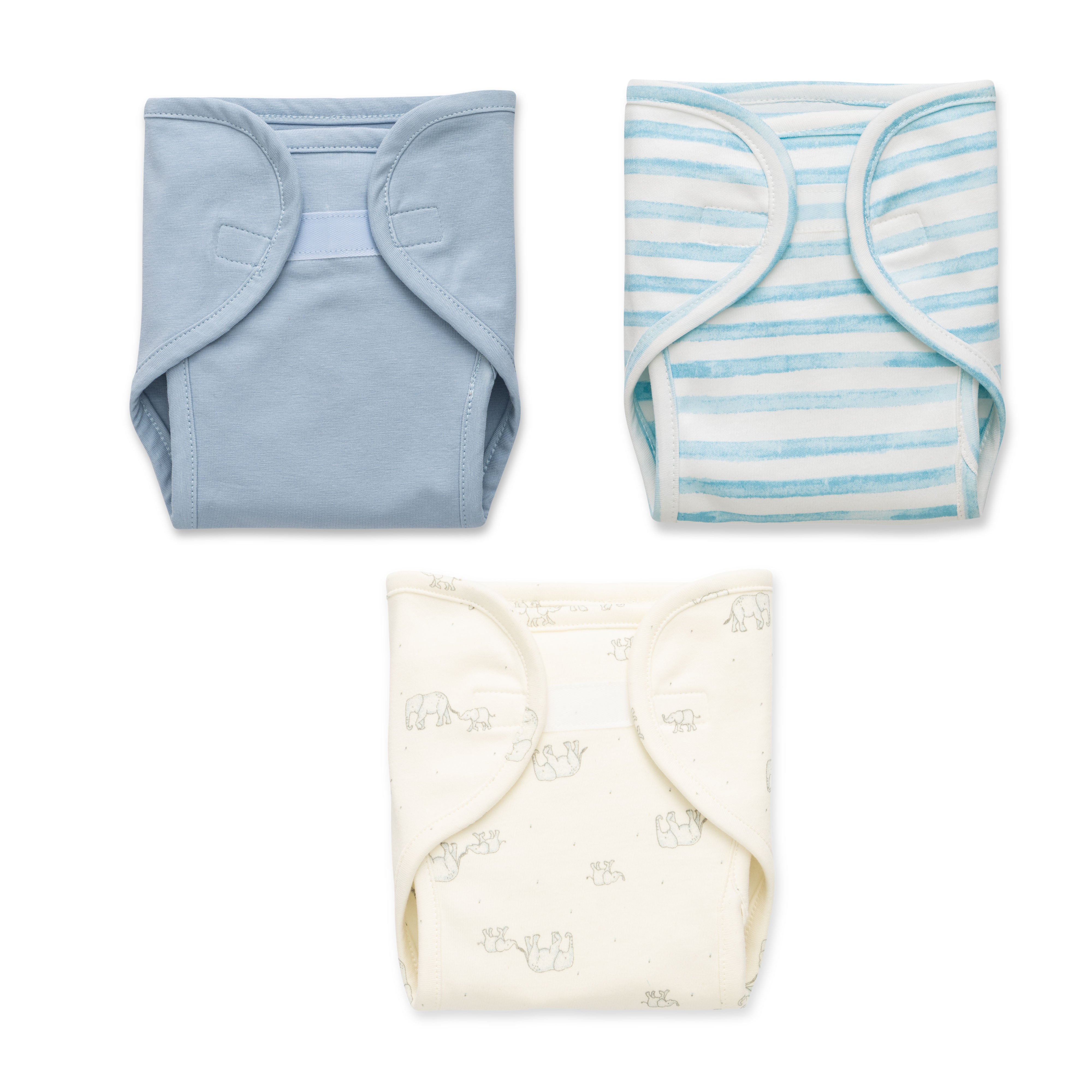 Boys Front Open  Nappy With Velcro Pack Of 3