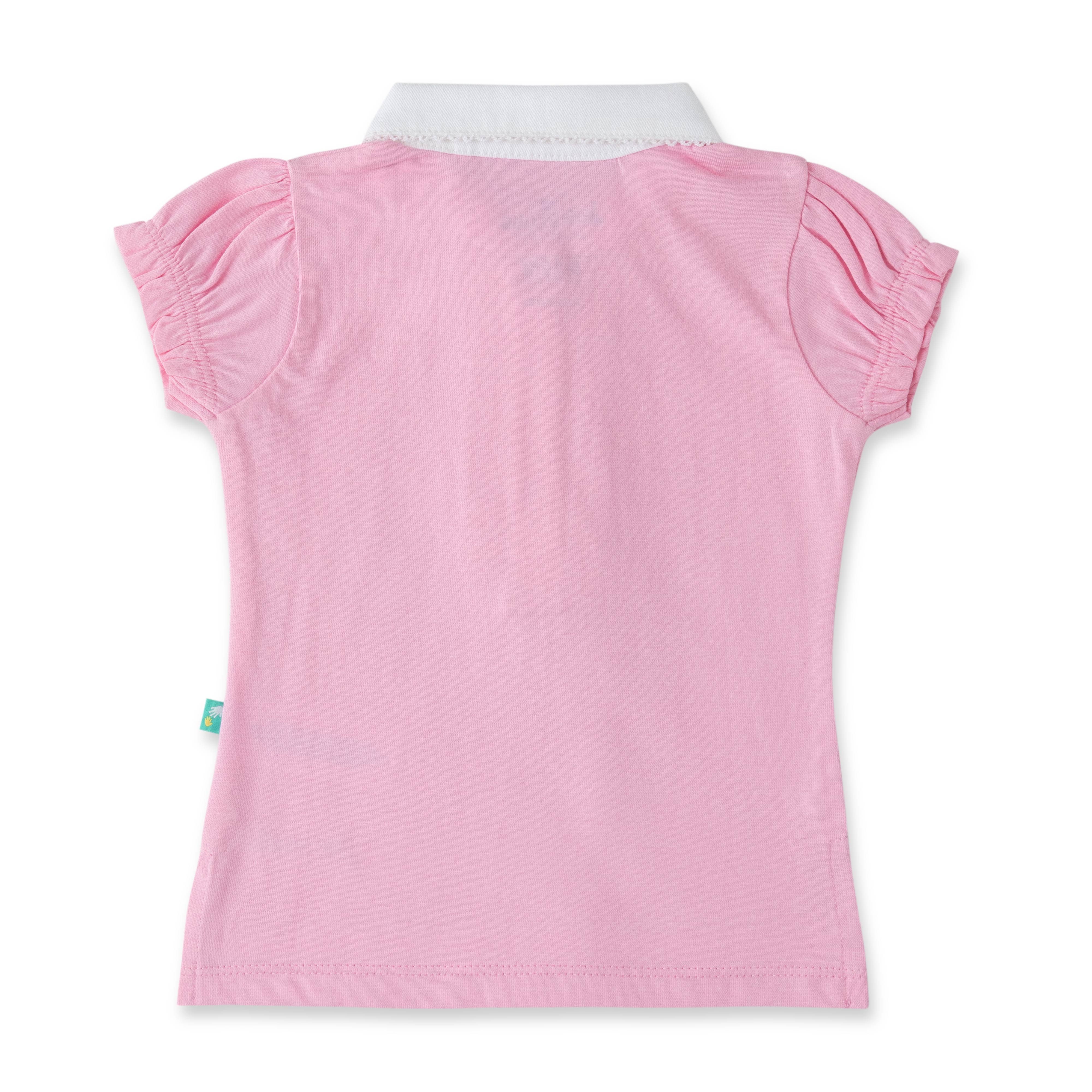 Girls 100% Cotton Polo T-Shirts -Pink