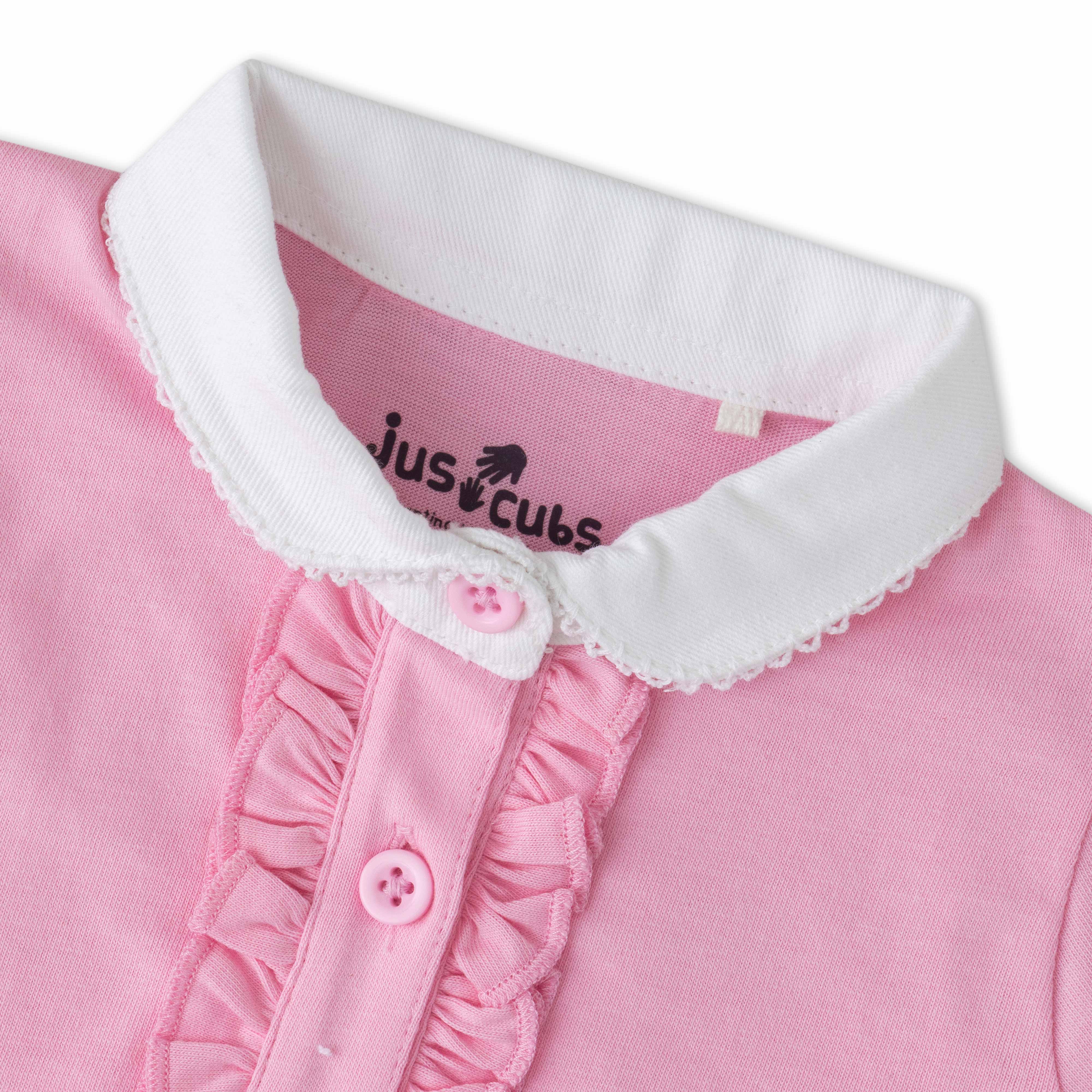 Girls 100% Cotton Polo T-Shirts -Pink