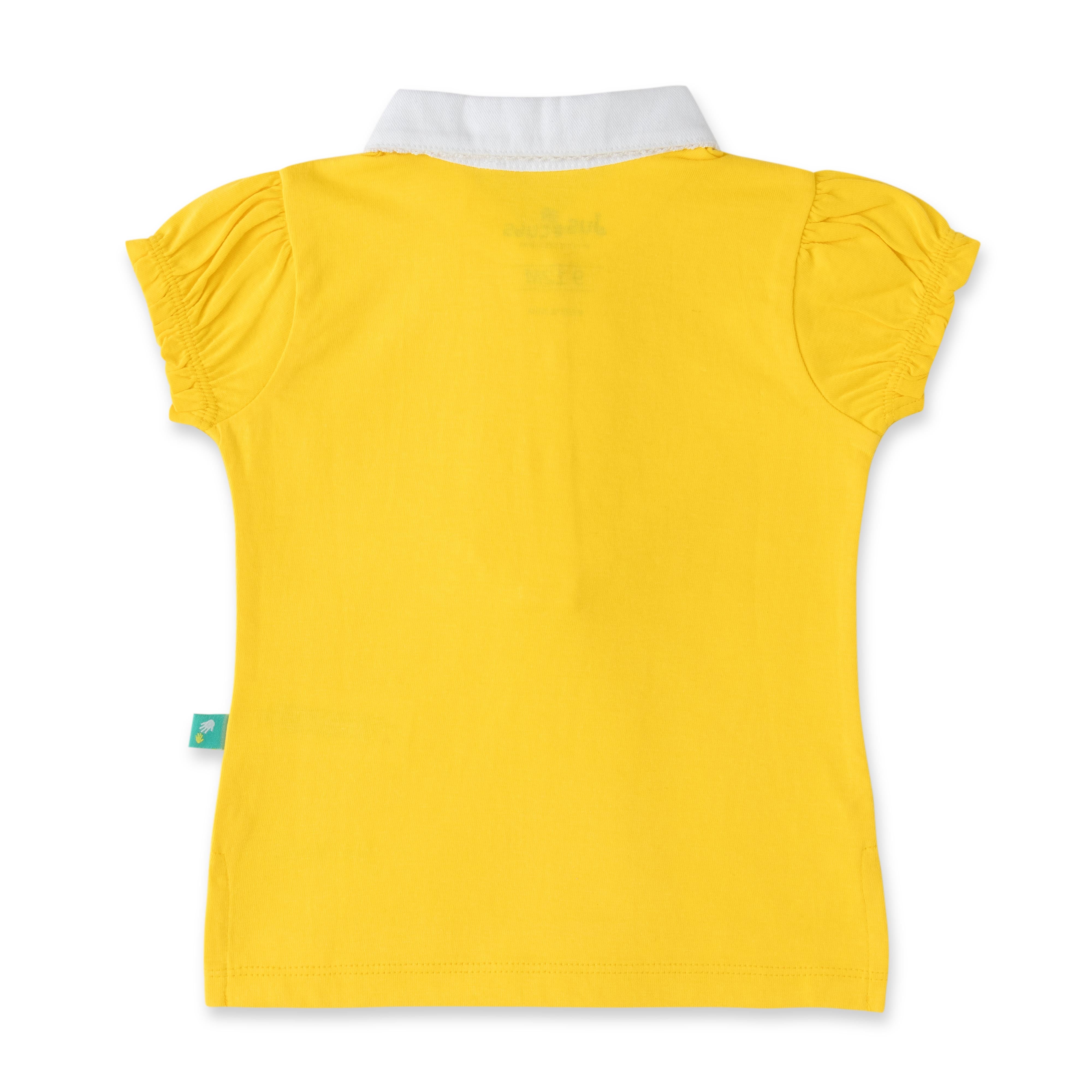 Girls 100% Cotton Polo T-Shirts -Yellow