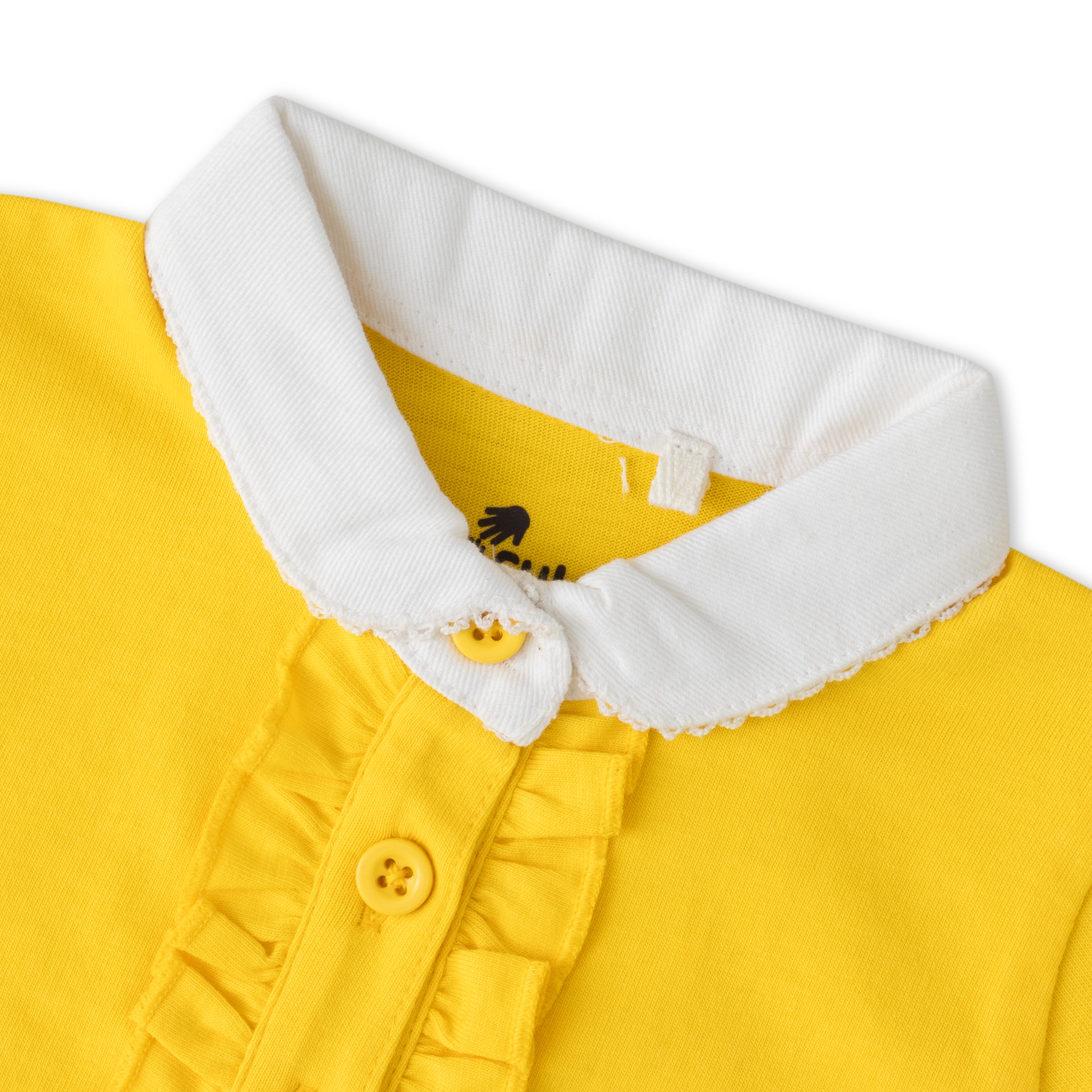 Girls 100% Cotton Polo T-Shirts -Yellow