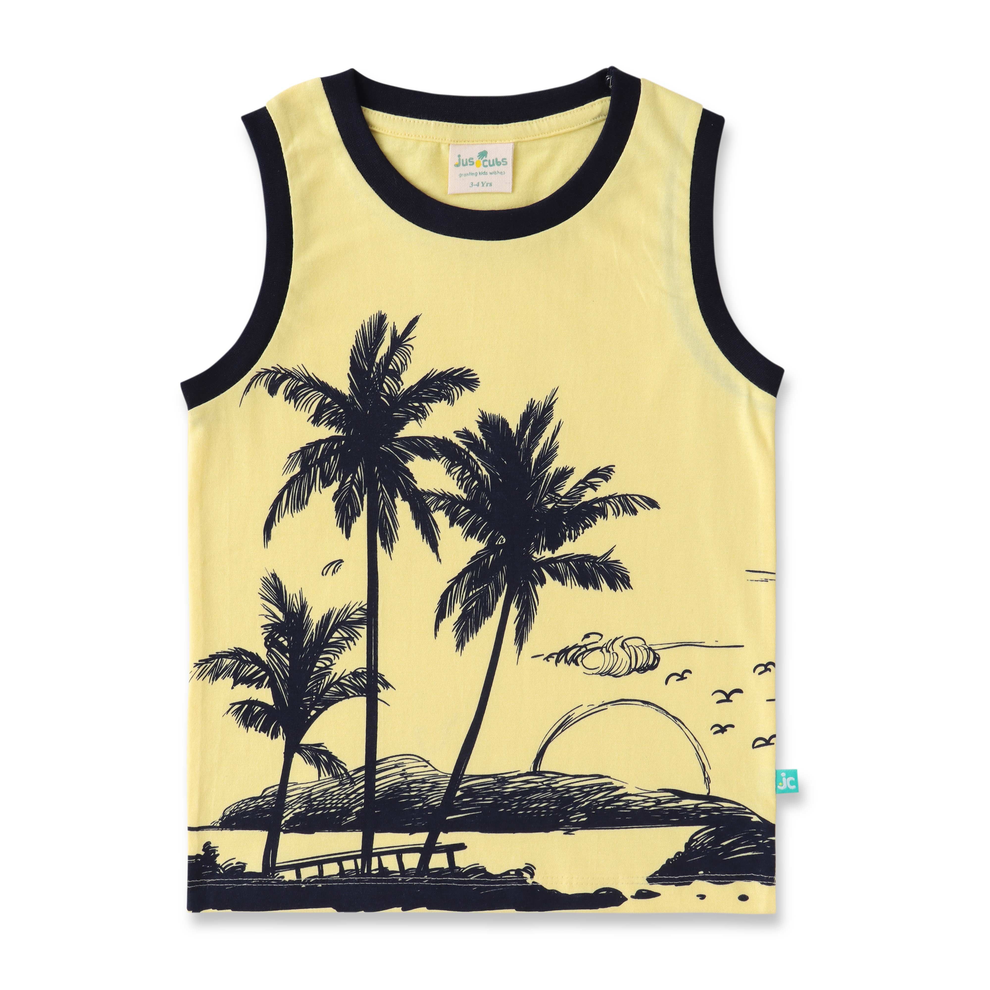 Boys Graphic Printed Sleeveless Tank Combo