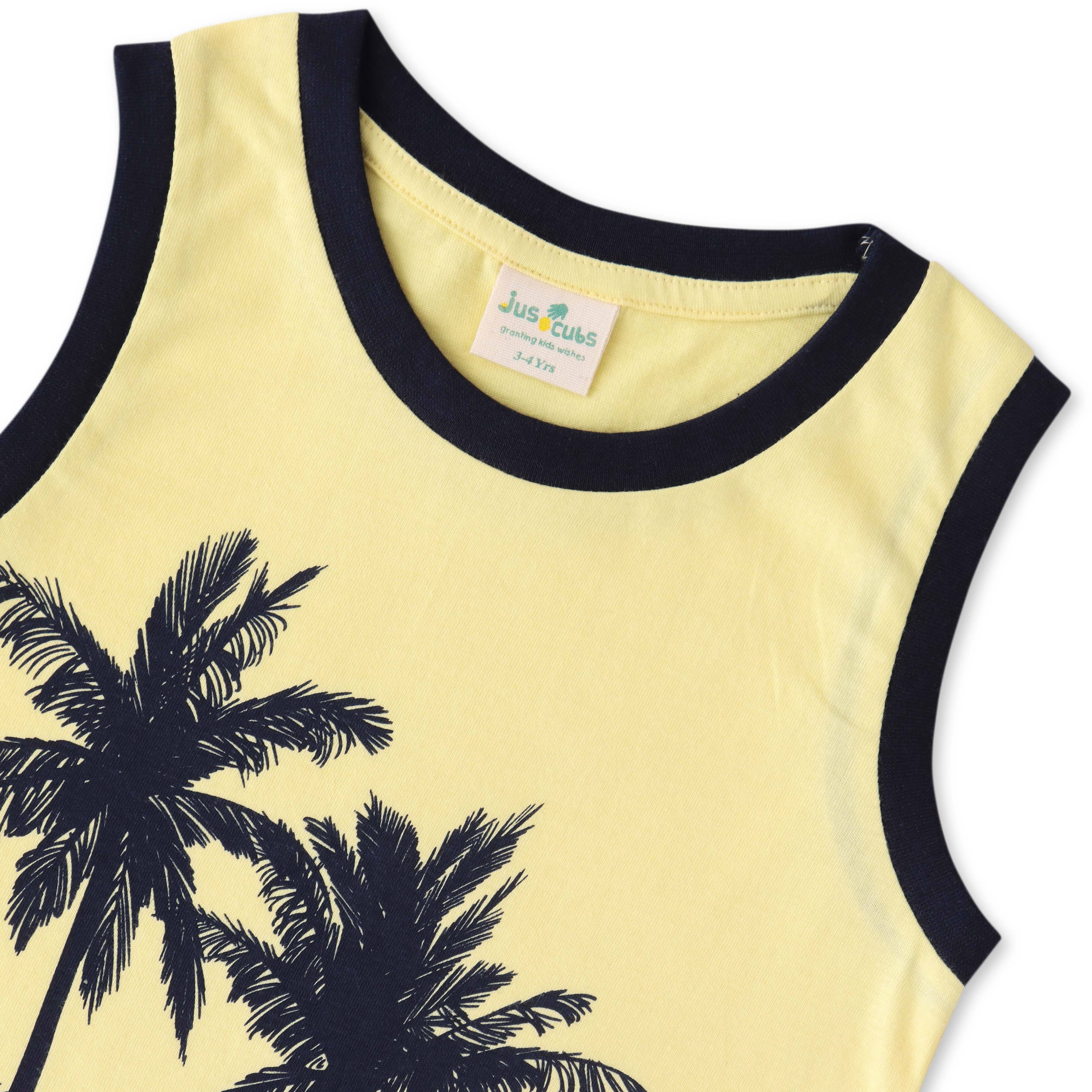 Boys Graphic Printed Sleeveless Tank Combo