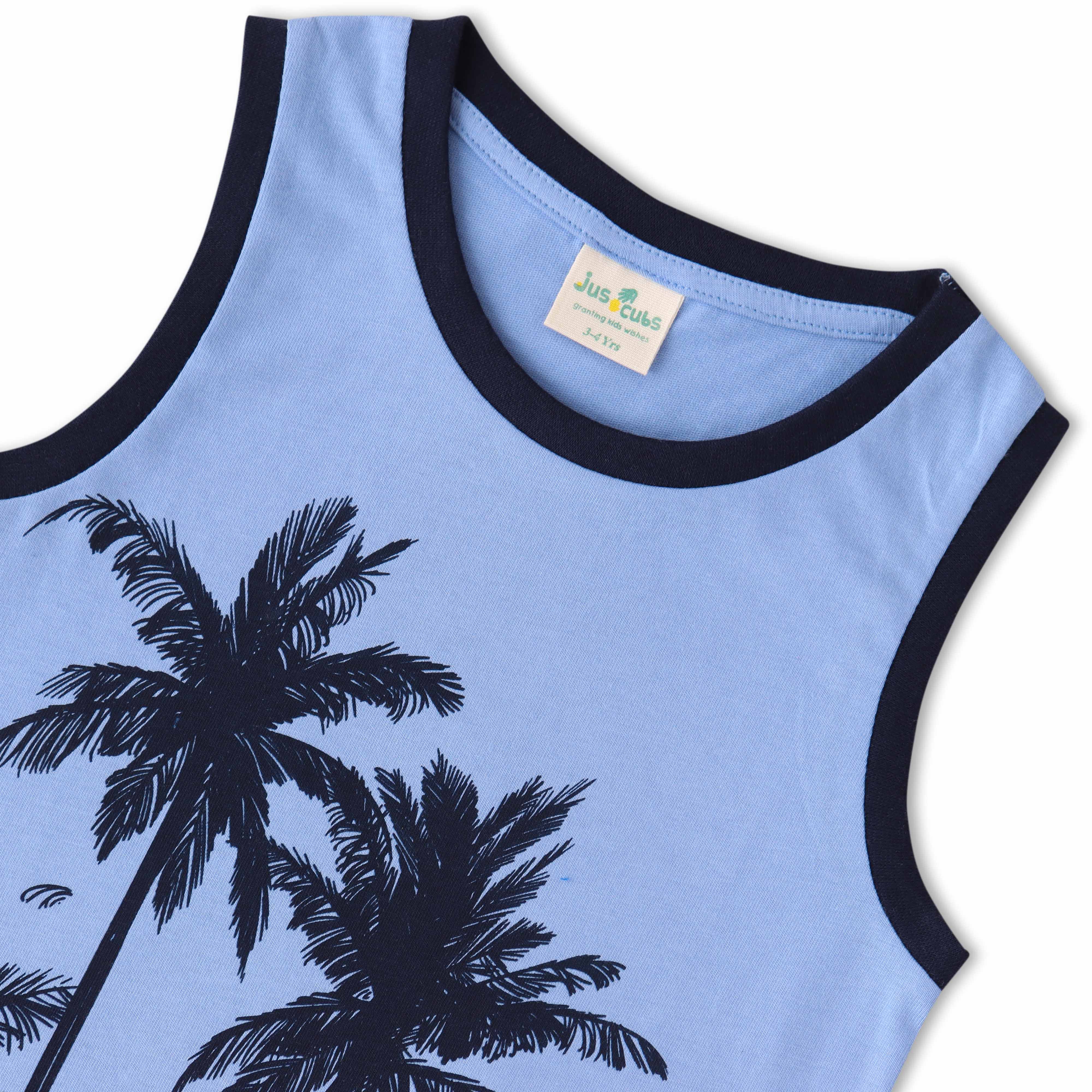 Boys Graphic Printed Sleeveless Tank Combo