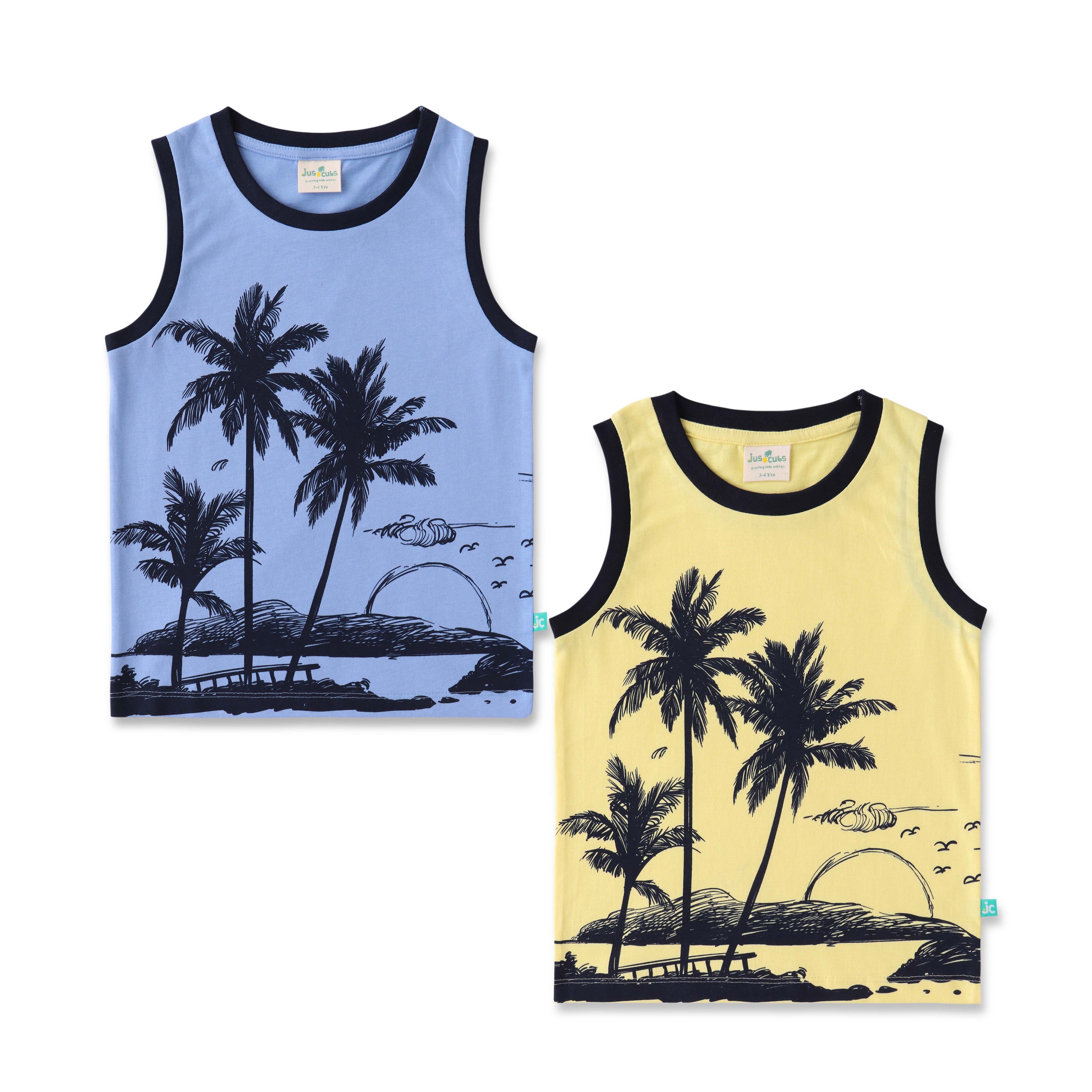 Boys Graphic Printed Sleeveless Tank Combo