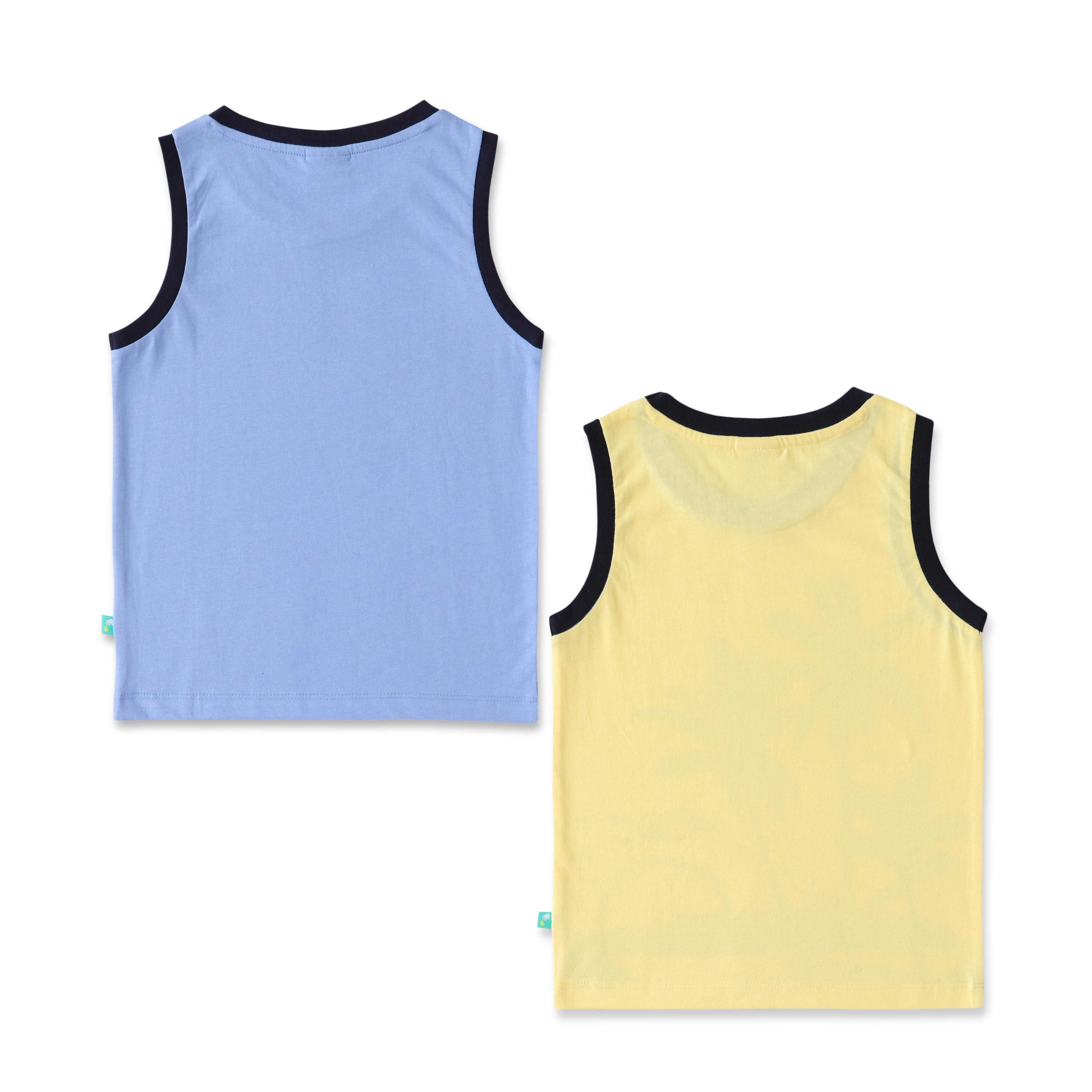 Boys Graphic Printed Sleeveless Tank Combo