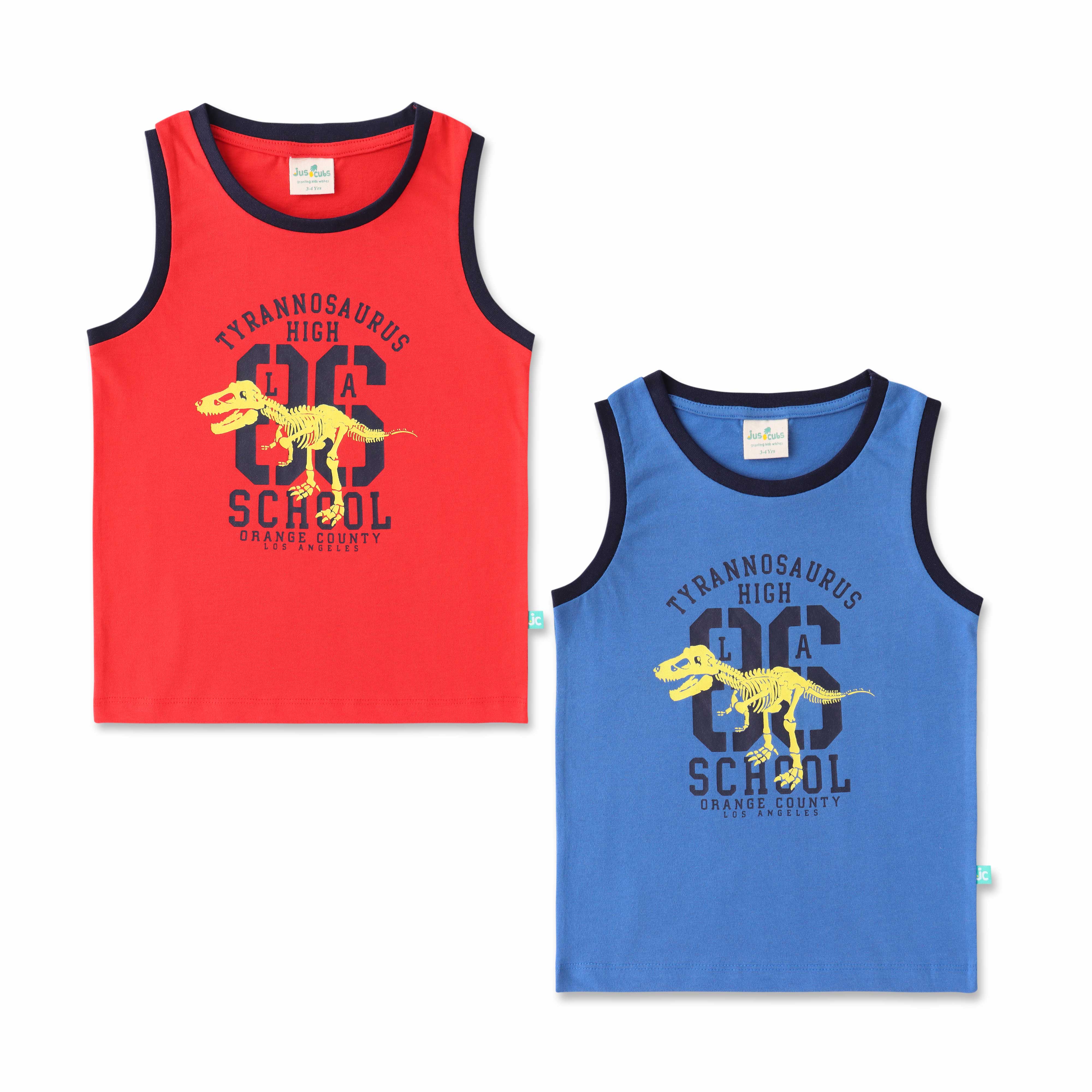 Boys Graphic Printed Sleeveless Tank Combo