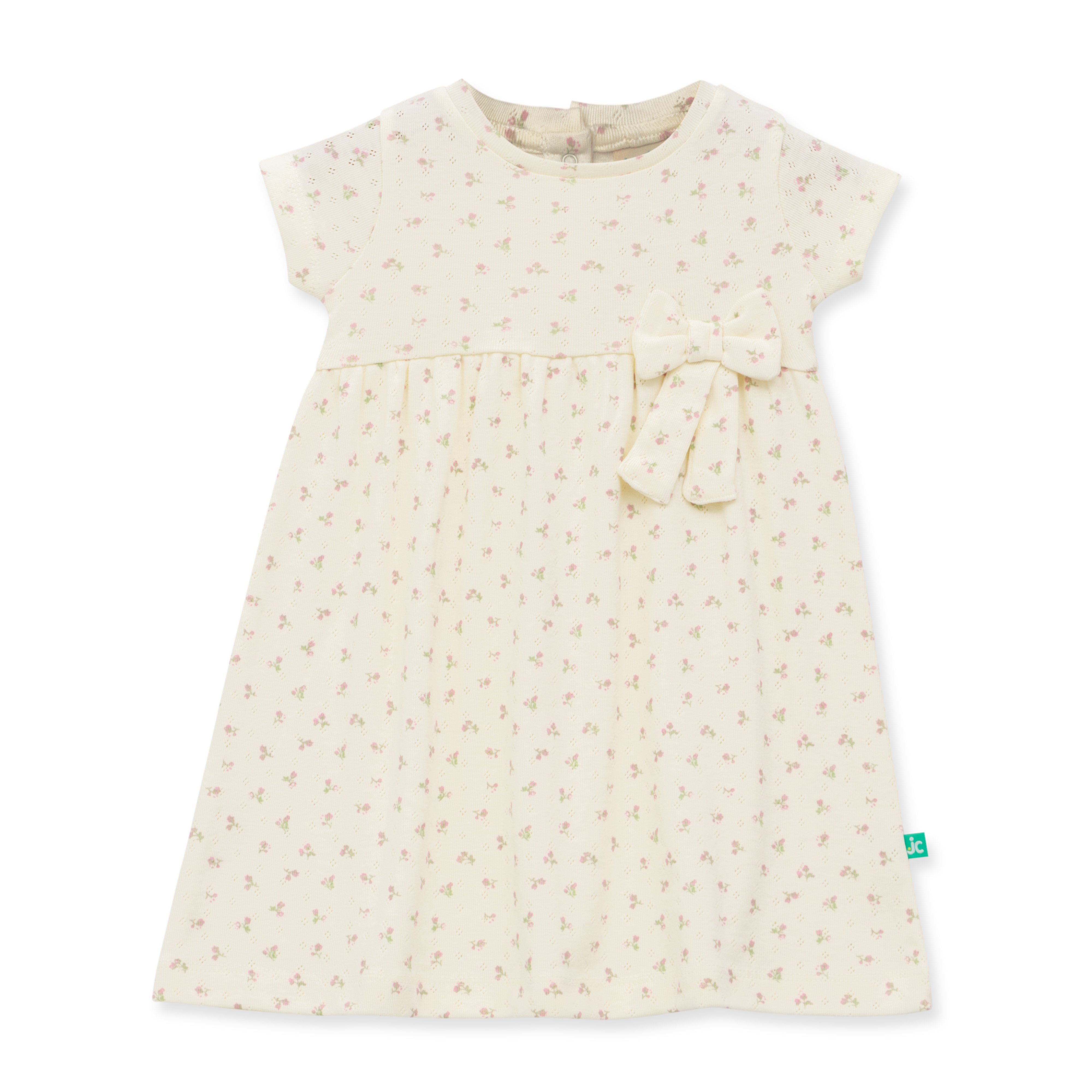 Off white half sleeve bow Cotton Dress