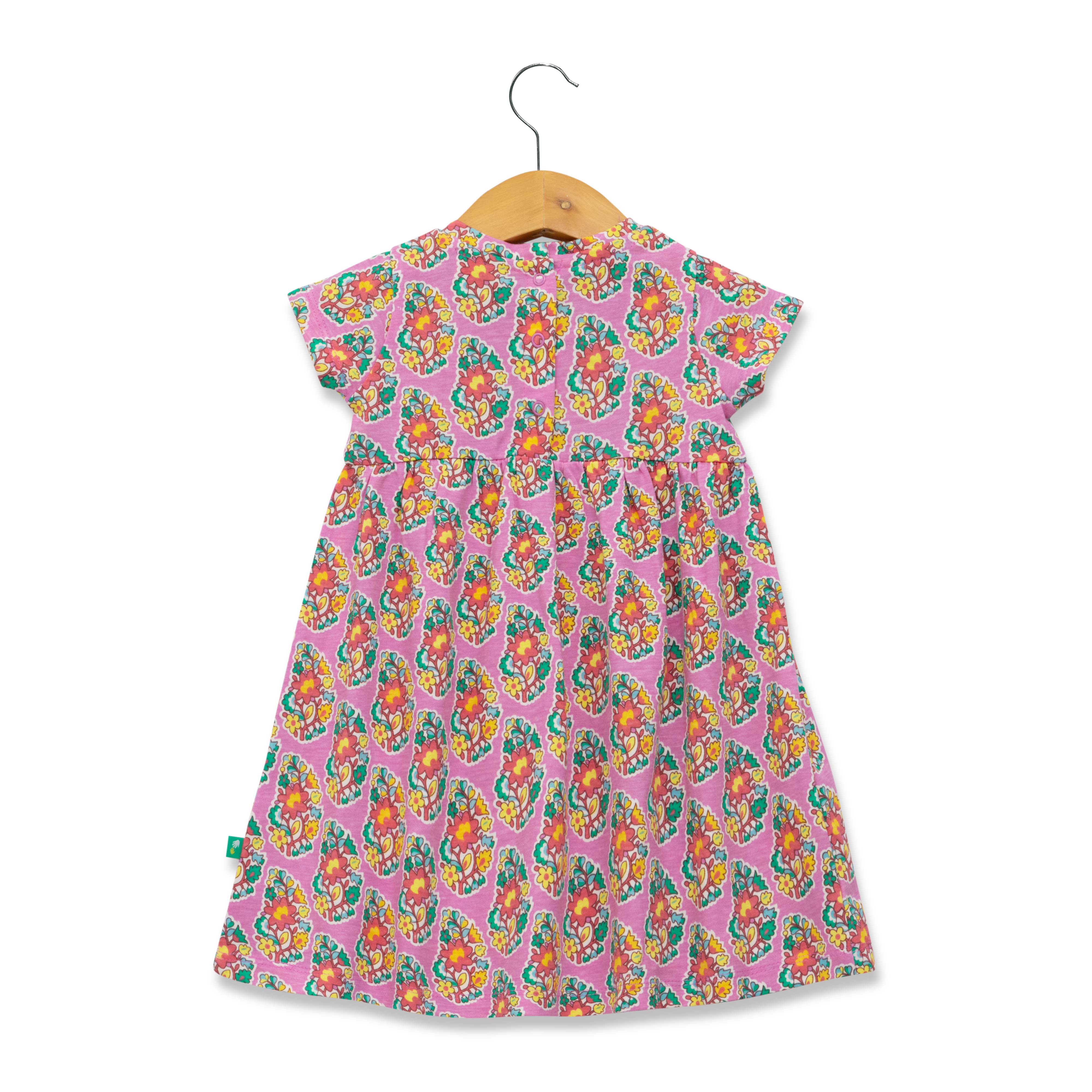 Pink floral bold print Cotton Dress