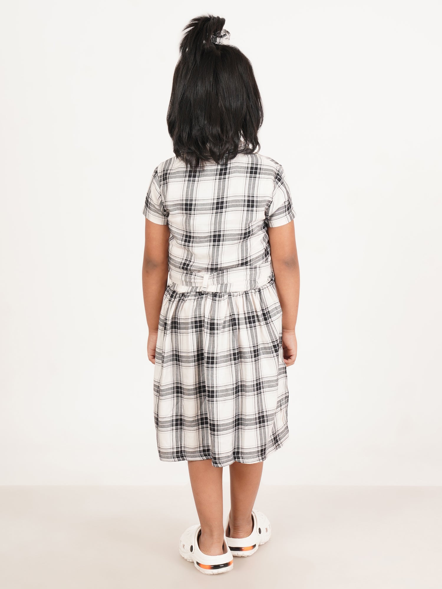 Baby Girl Polo Checked with Knot Adjustment Dress