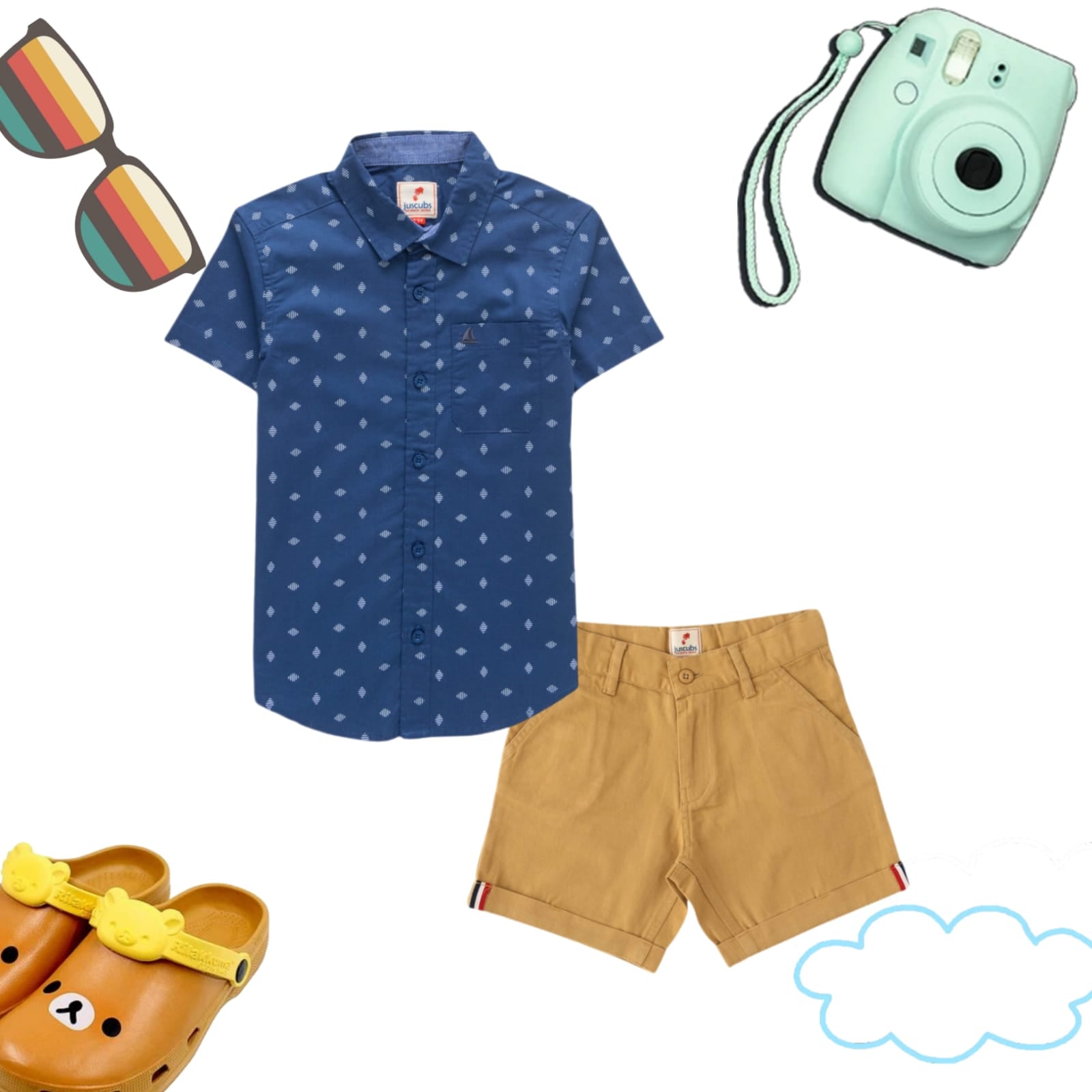 Boys Shirt & Solid Shorts Set