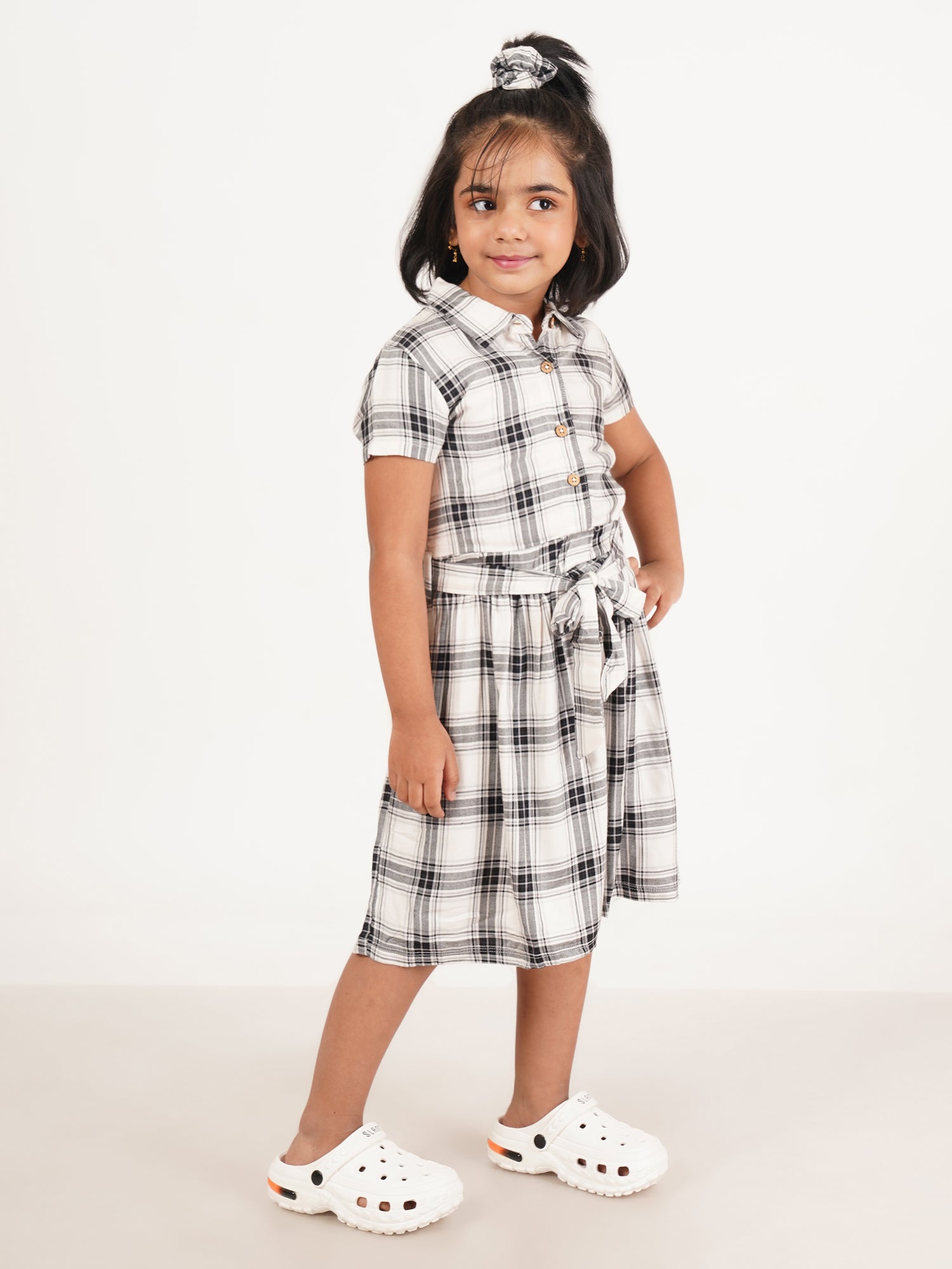 YOUNG GIRL POLO CHECKED WITH KNOT ADJUSTMENT DRESS