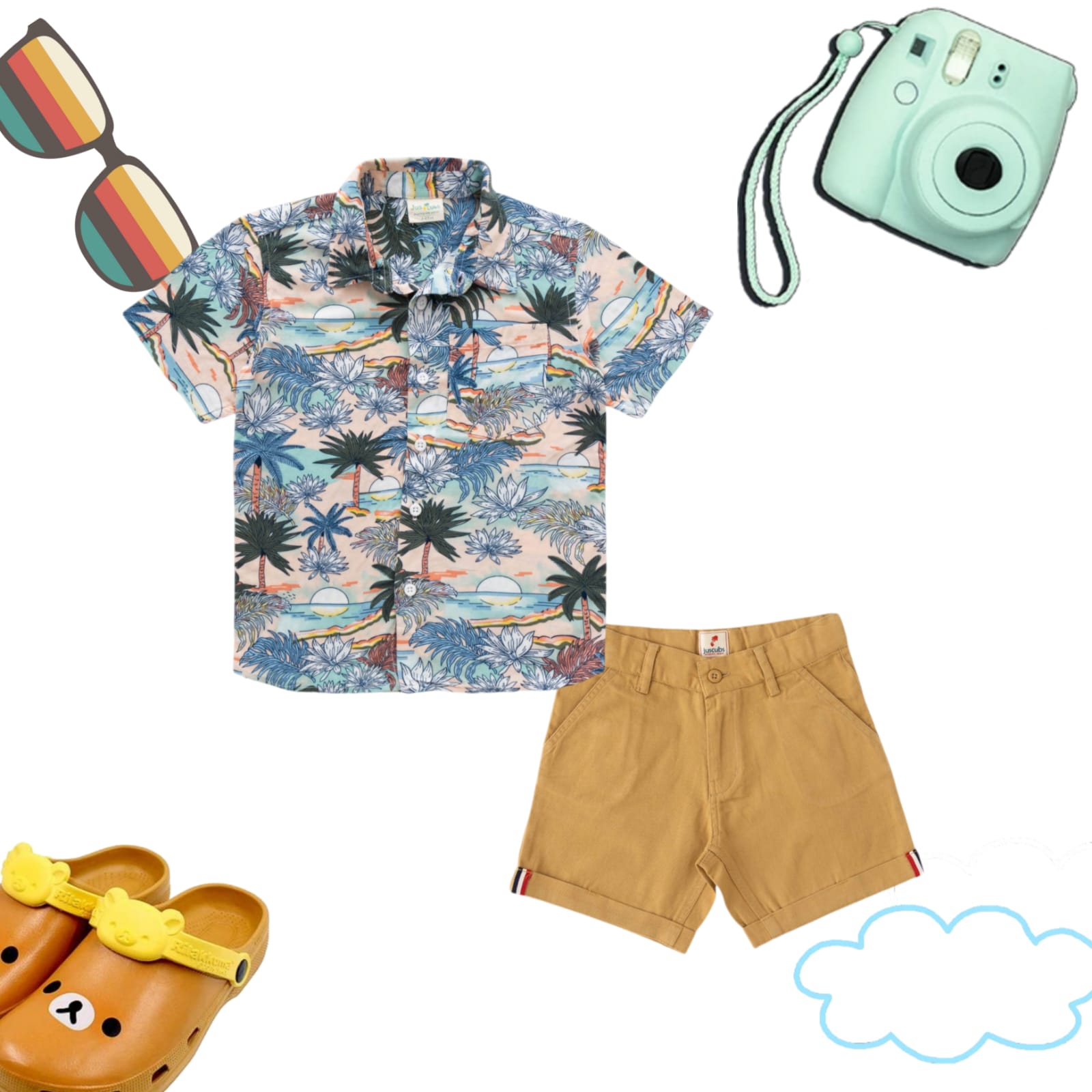 Boys Shirt & Solid Shorts Set