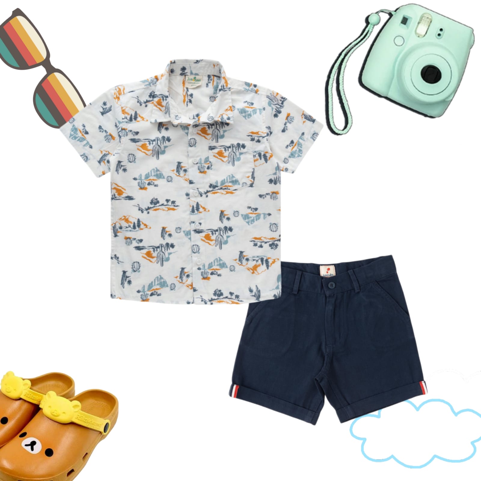 Boys Shirt & Solid Shorts Set