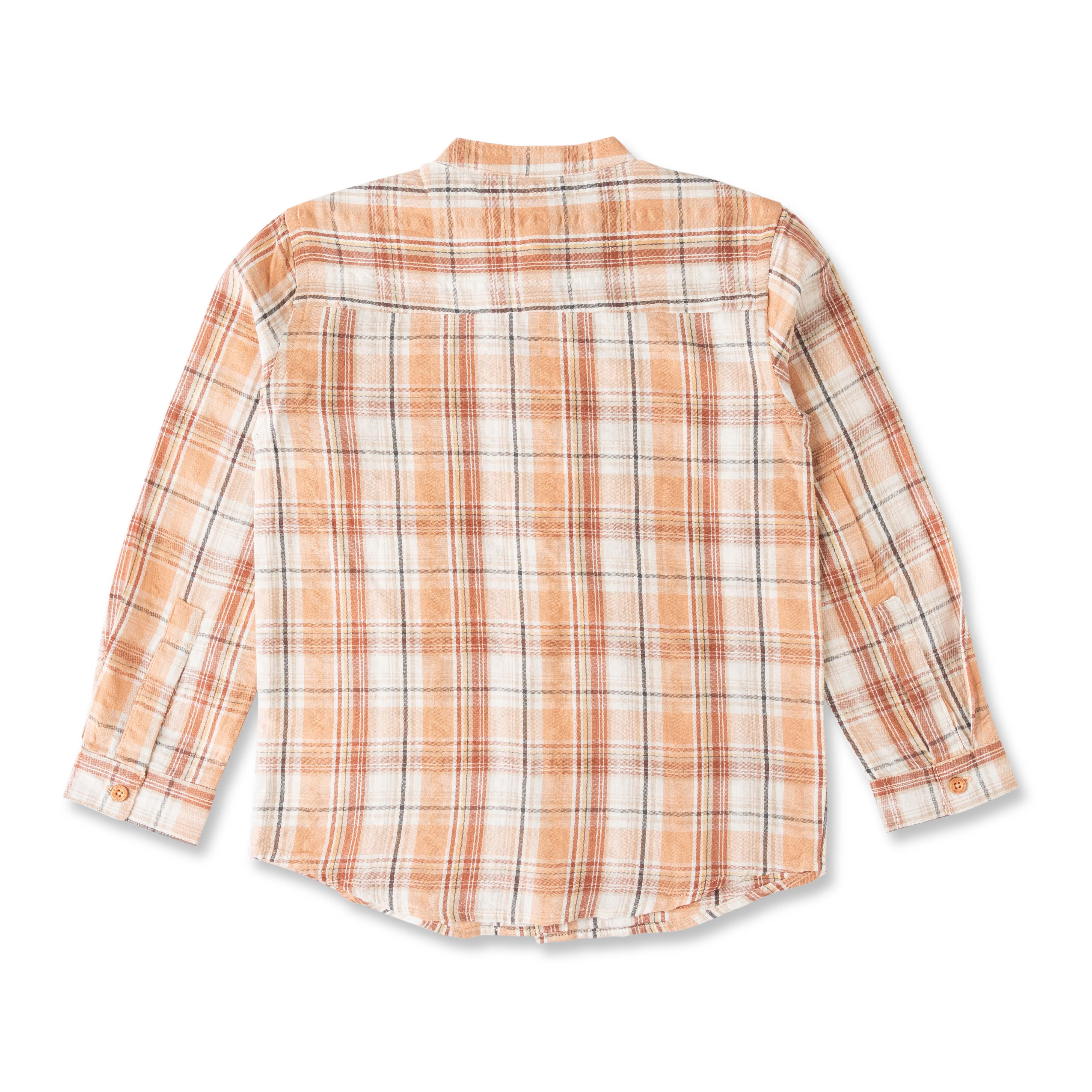 Young Boys Checked Full Sleeve Button Down Collar Shirt