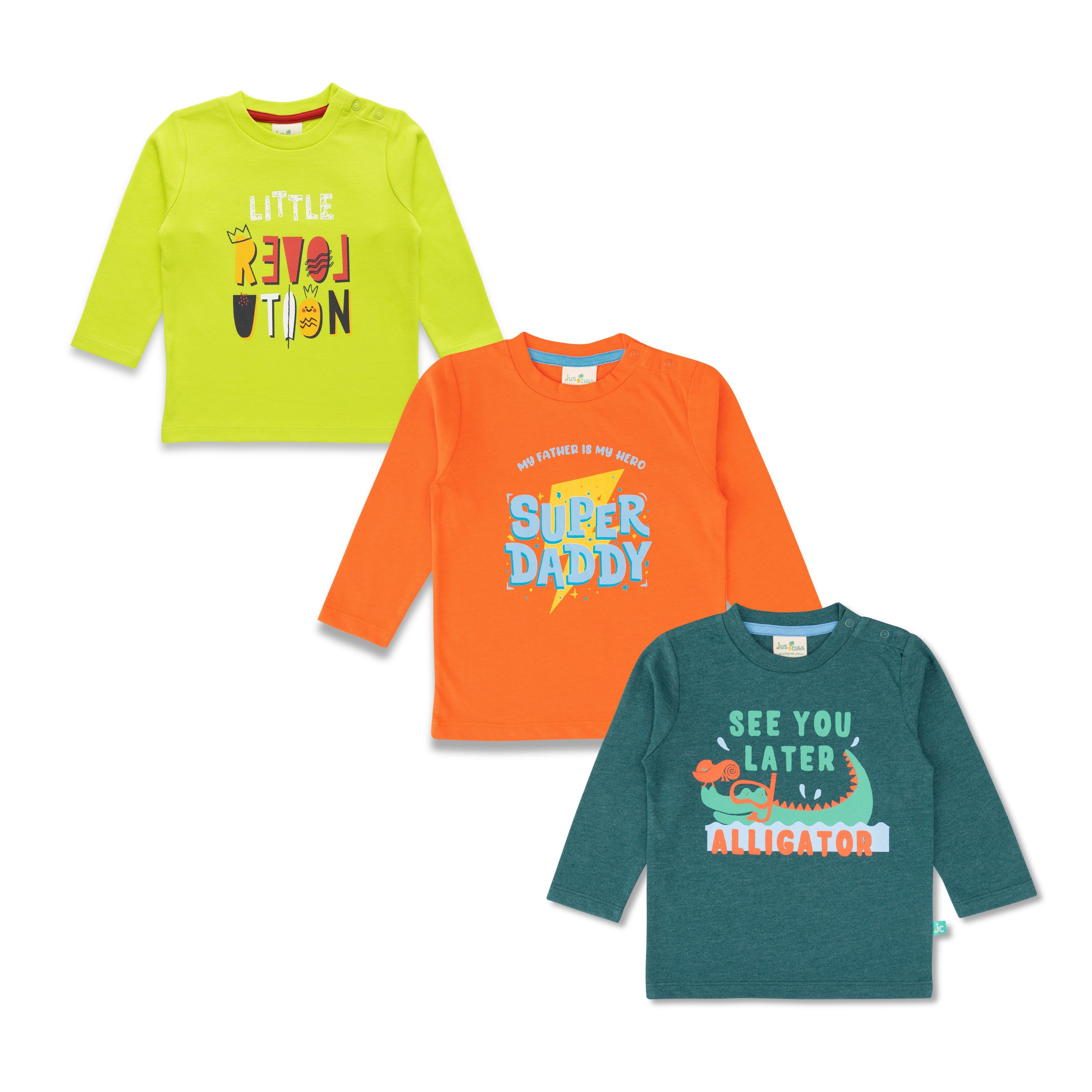 Baby Boys Graphic Printed Round Neck Combo T Shirts - Juscubs