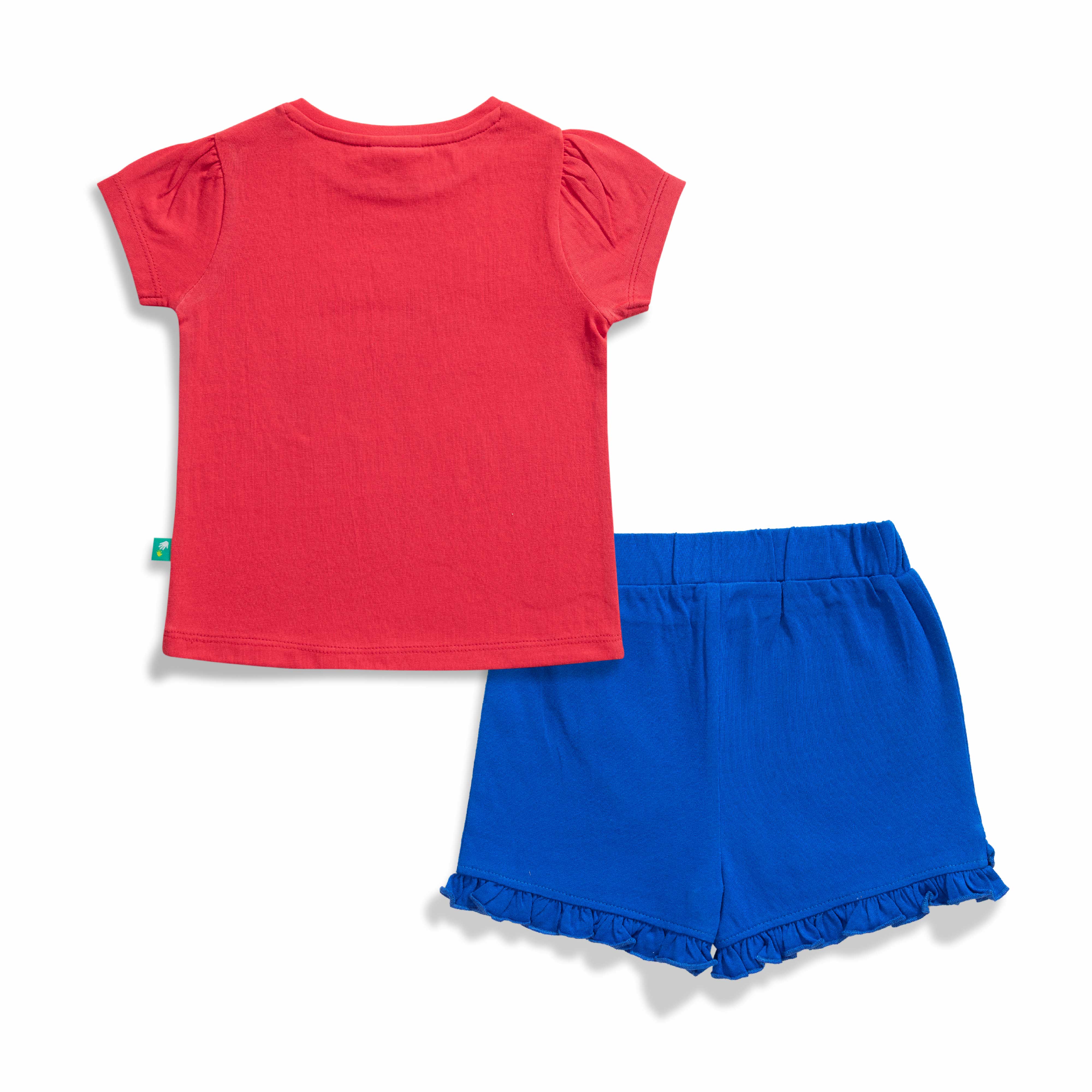 Baby Girls Graphic Printed T Shirt & Solid Shorts Set