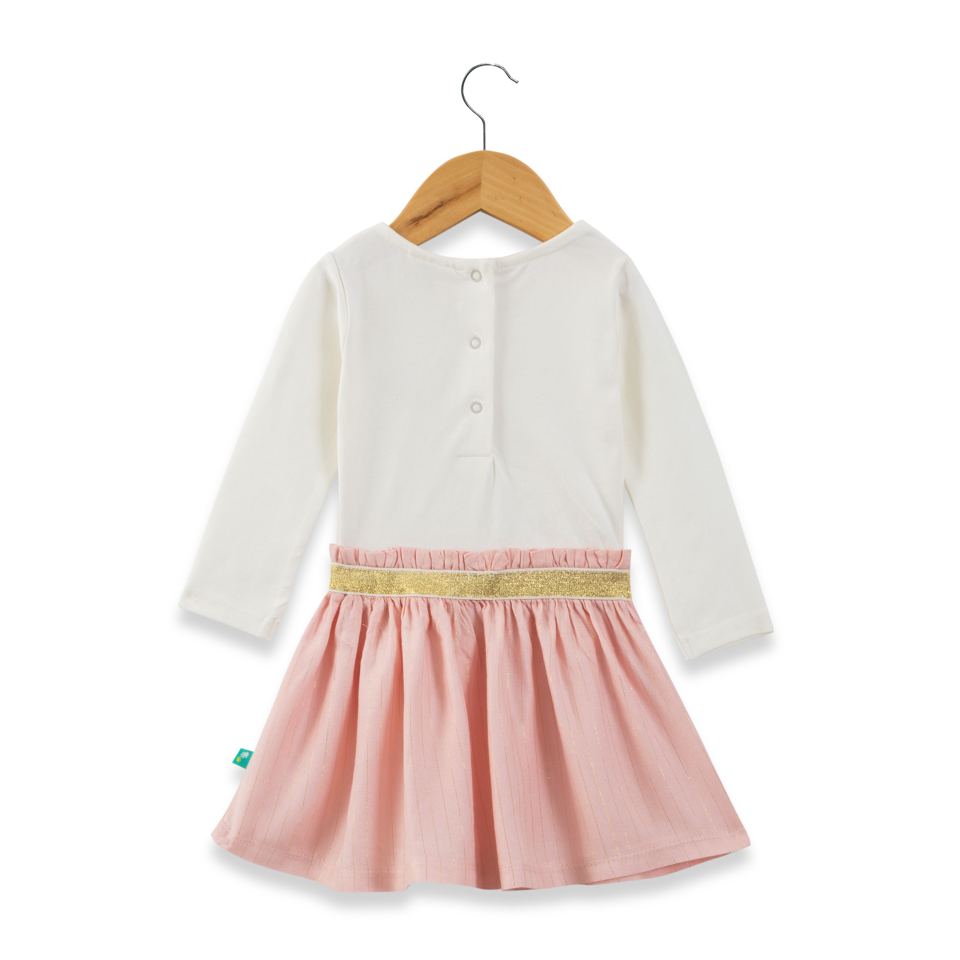 Girls Full sleeves  Peter Pan Collar Dress-Pink