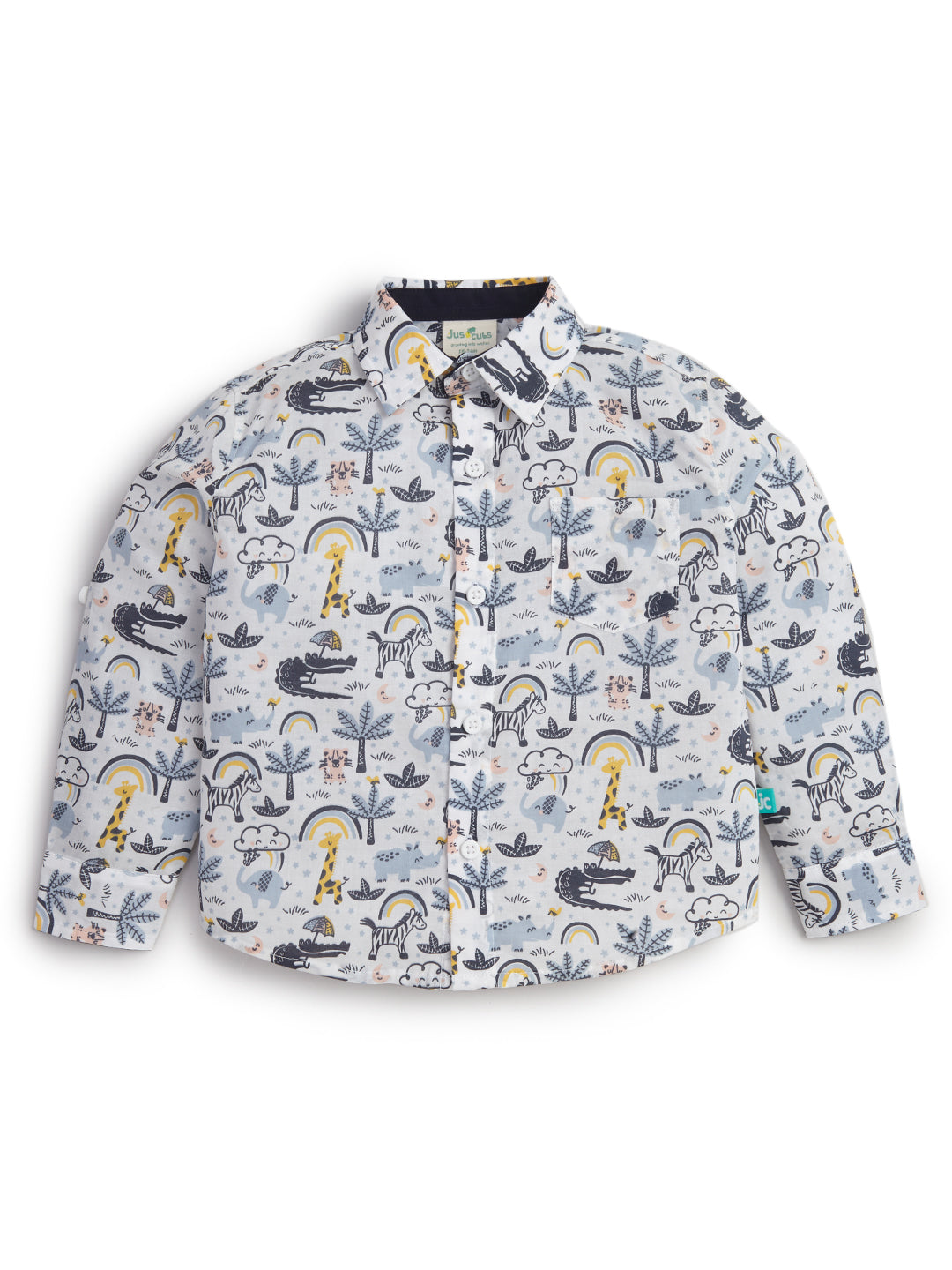 Boys Printed Cotton Shirt & Elasticated Pant With Strap Set