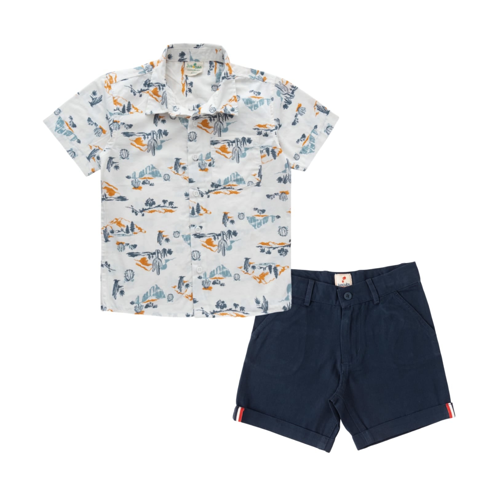 Boys Shirt & Solid Shorts Set