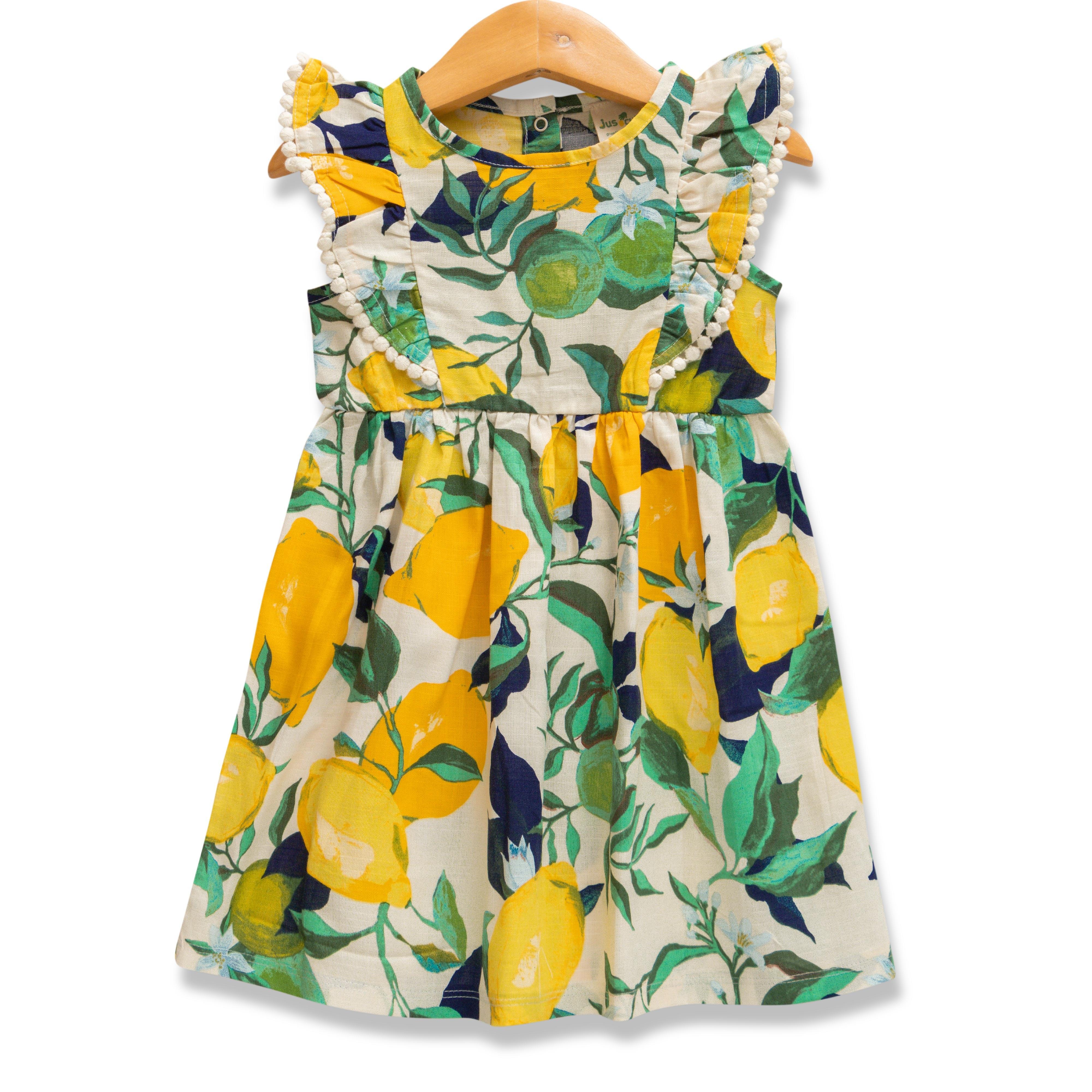 Baby Girls All Over Flowers Printed Below Knee Casual Dress - Juscubs