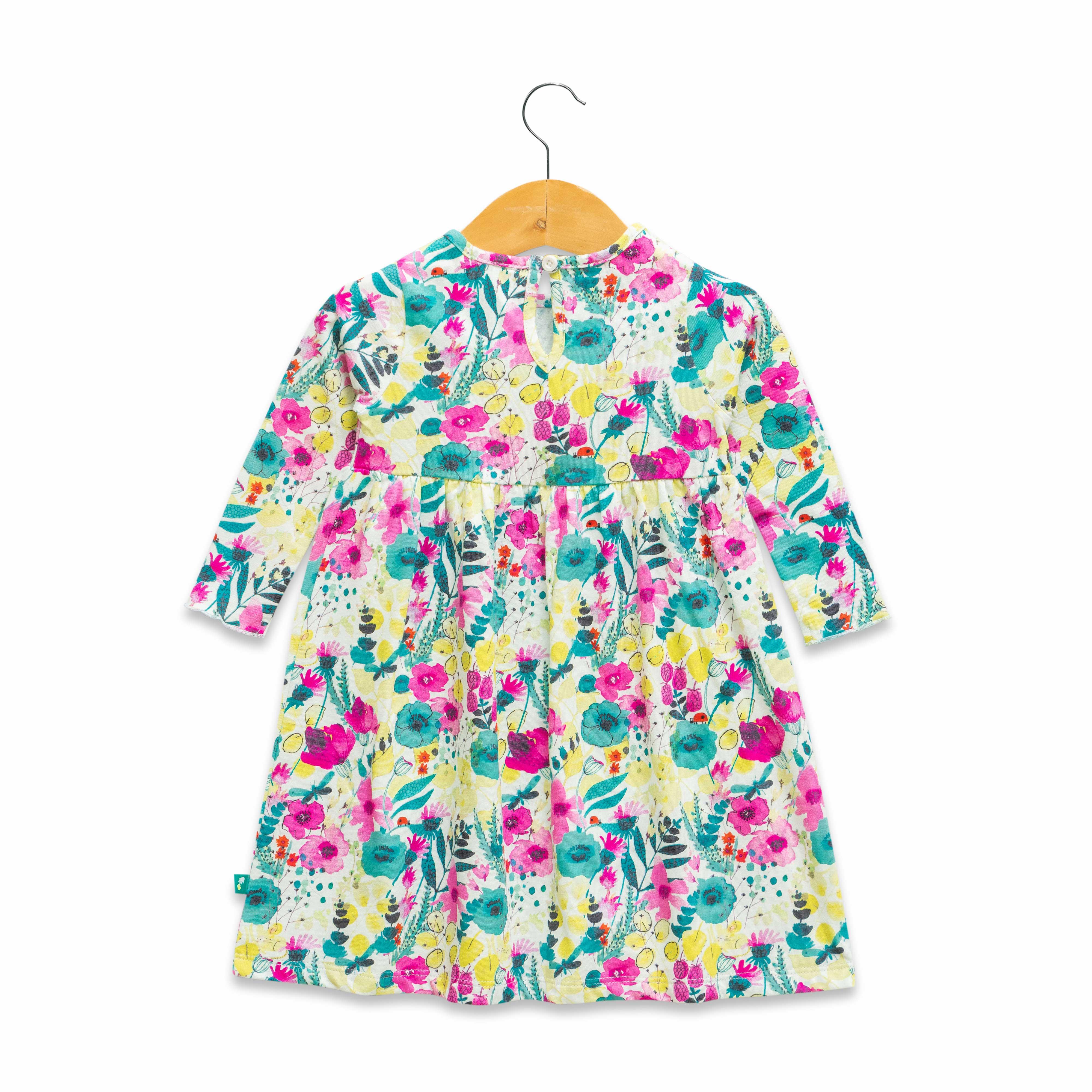 Baby Girls All Over Printed Casual Dress - MultiColor - Juscubs