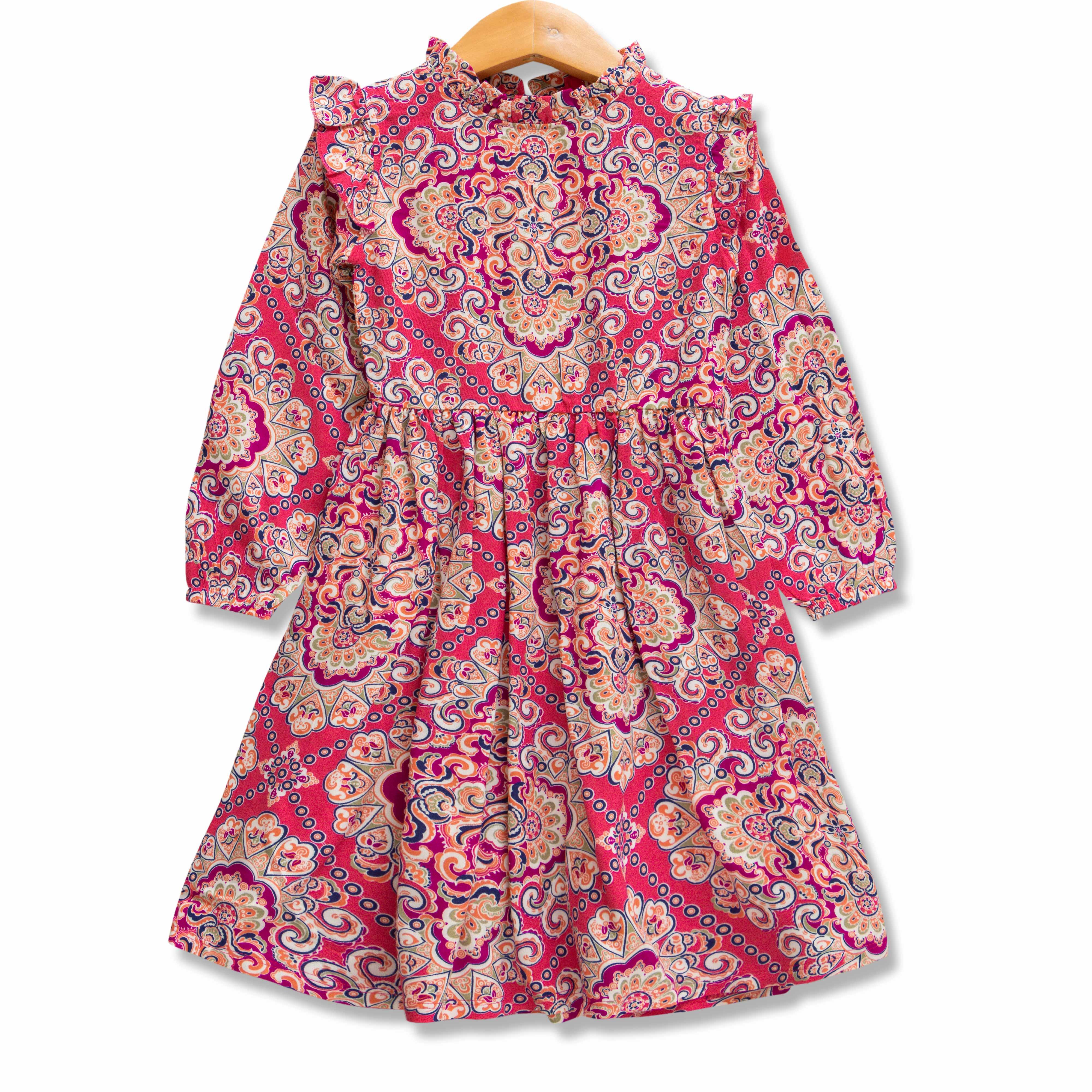 Baby Girls All Over Printed Fit & Flare Dress - Juscubs