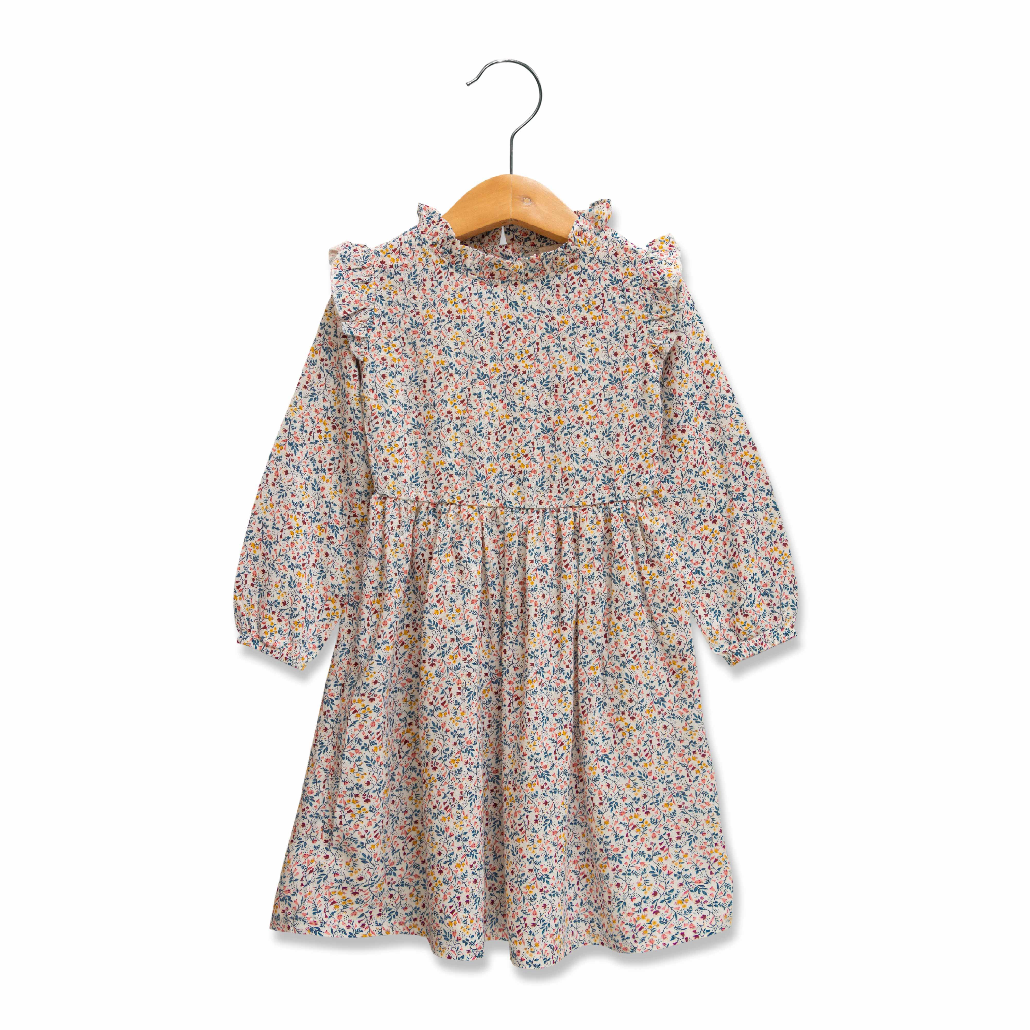 Baby Girls All Over Printed Fit & Flare Dress - Juscubs