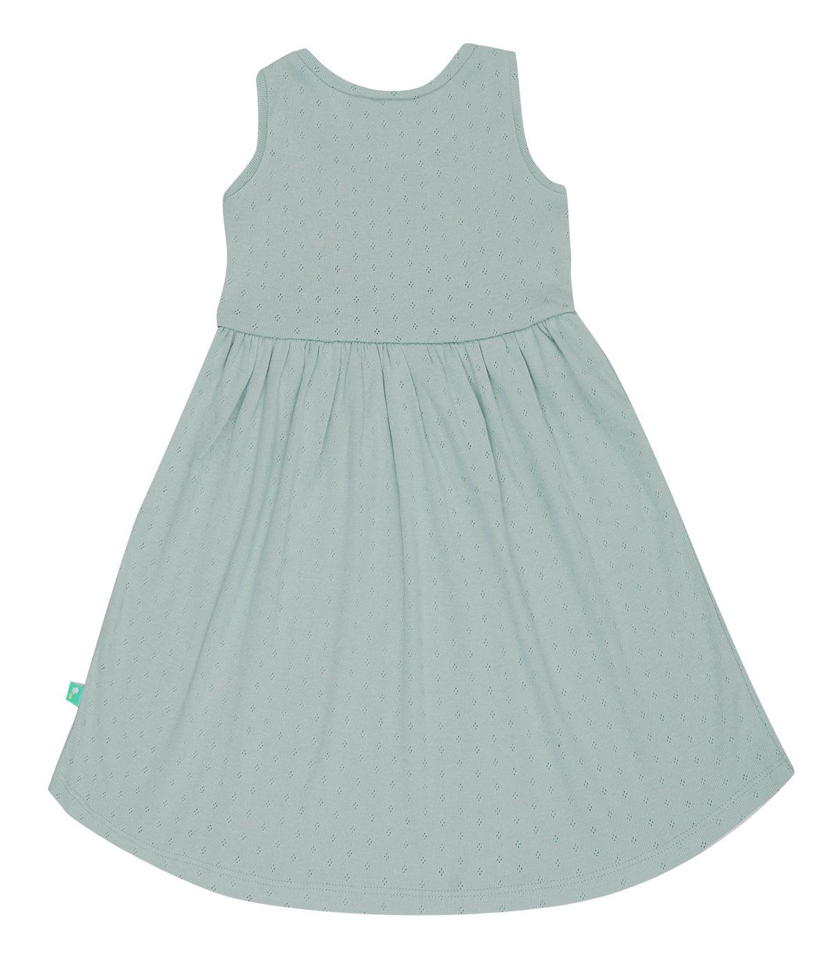 Baby Girls Pointel Fabric Casual Dress - Green - Juscubs